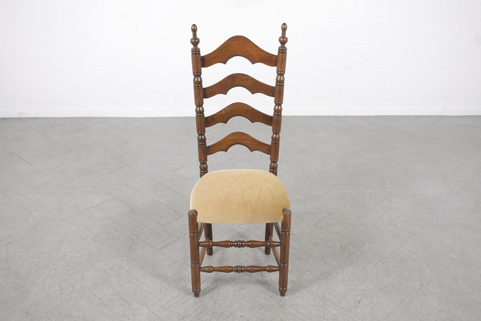 Vintage French Provincial Dining Chairs - Hand-Crafted 1900s Upholstery Set In Good Condition For Sale In Los Angeles, CA