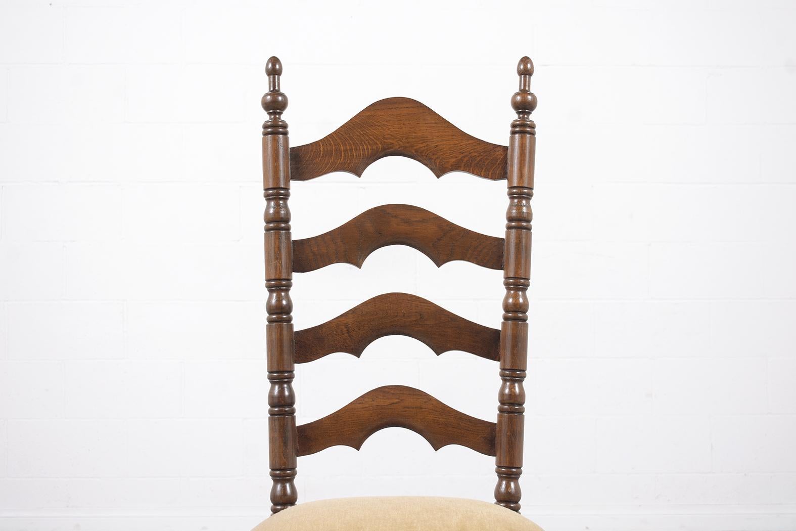 Early 20th Century Vintage French Provincial Dining Chairs - Hand-Crafted 1900s Upholstery Set For Sale