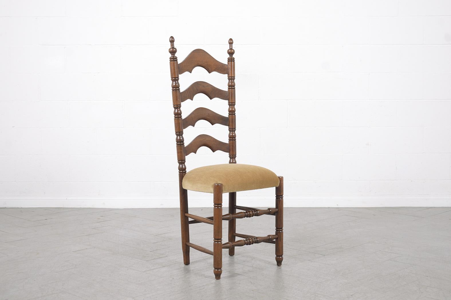 Lacquer Vintage French Provincial Dining Chairs - Hand-Crafted 1900s Upholstery Set For Sale