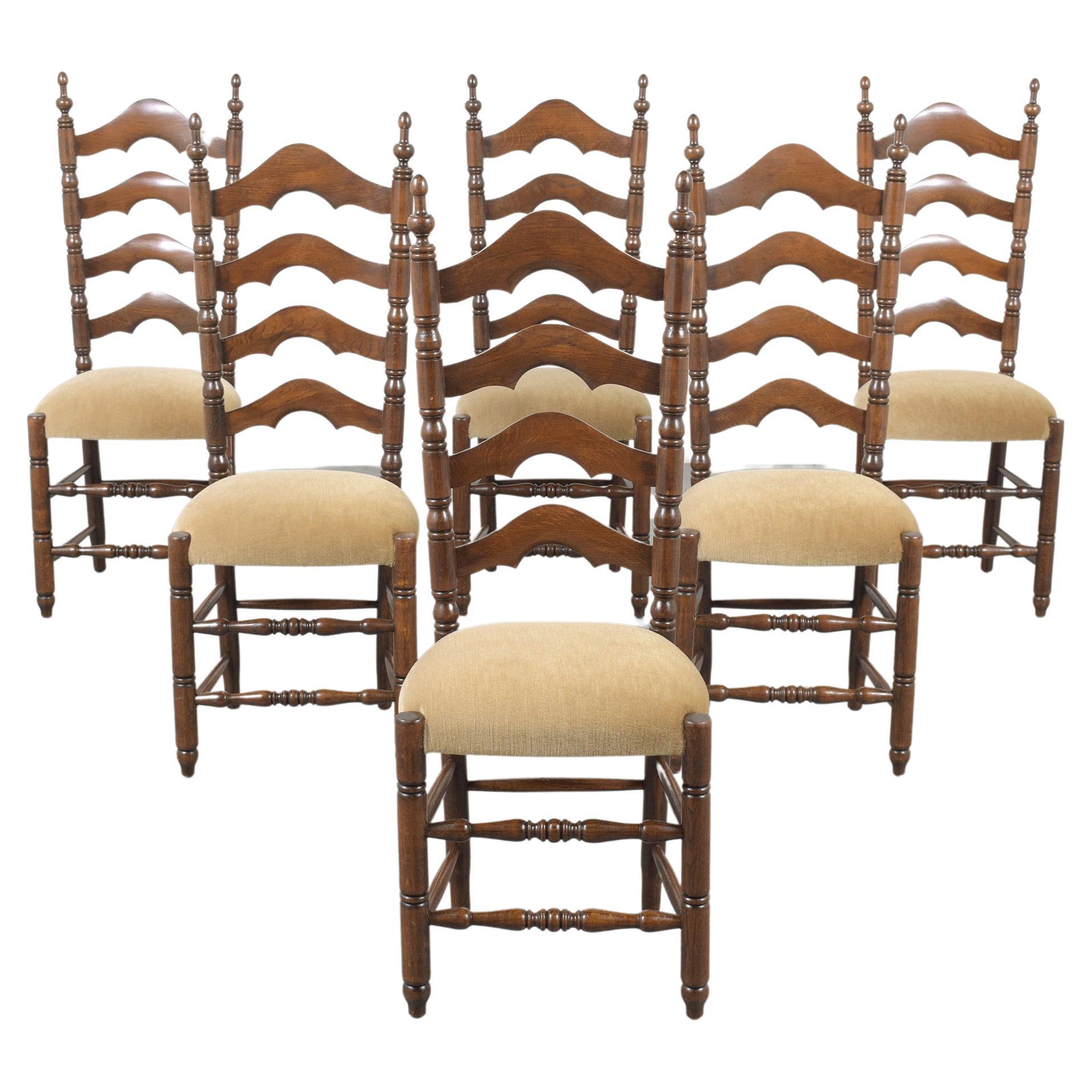 Vintage French Provincial Dining Chairs - Hand-Crafted 1900s Upholstery Set