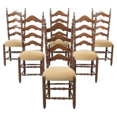 Antique Set of Six 1900s French Provincial Dining Chairs