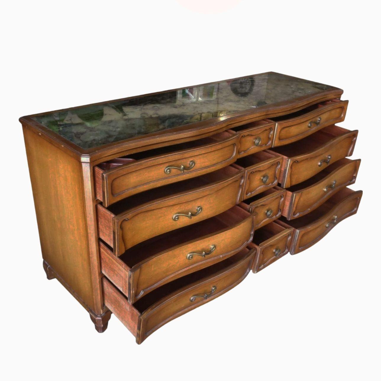 Regency Antique French Provincial Dresser with Mirror Top by RWAY For Sale