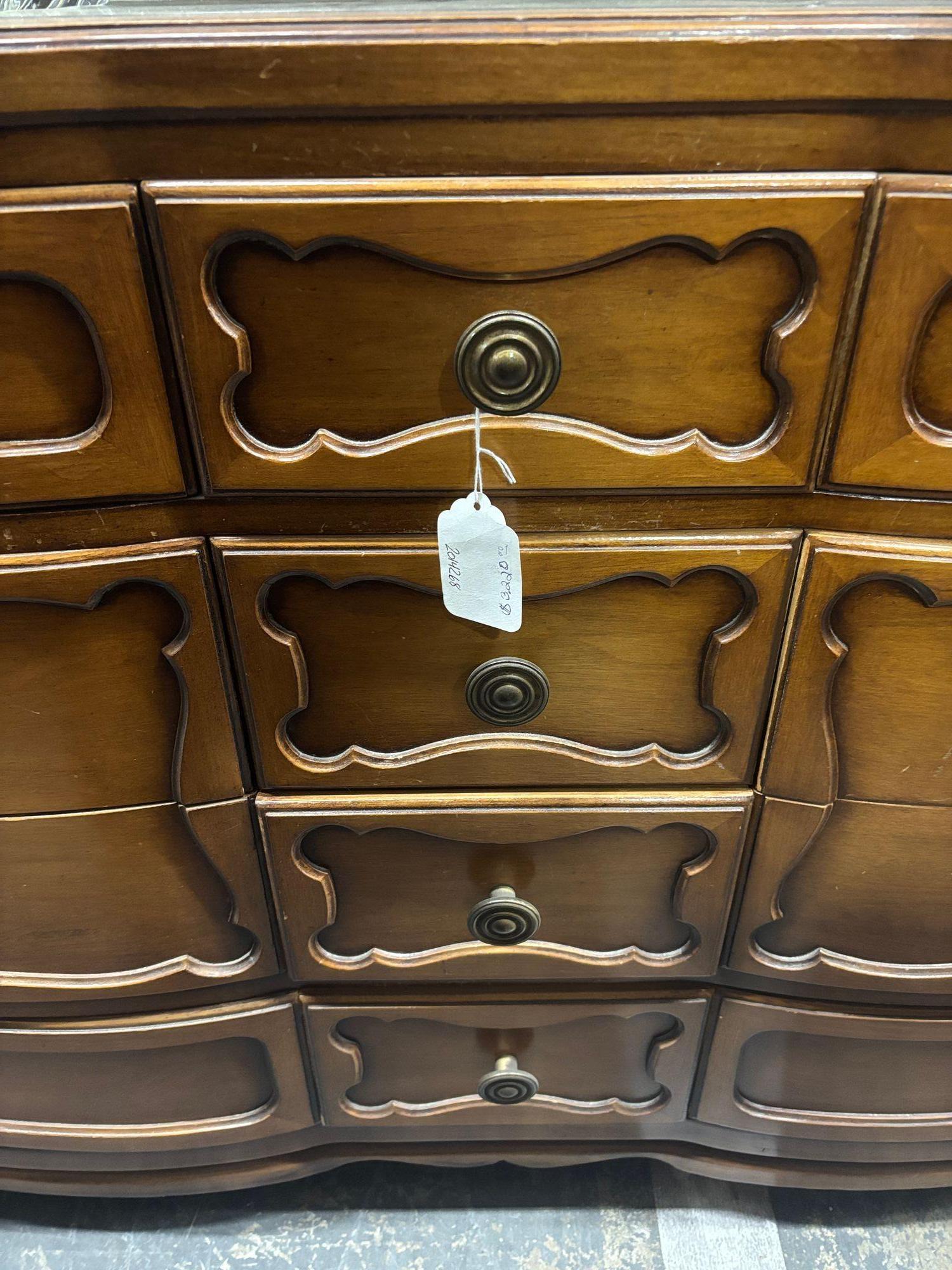 Antique French Provincial Dresser with Mirror Top by RWAY In Excellent Condition For Sale In Van Nuys, CA