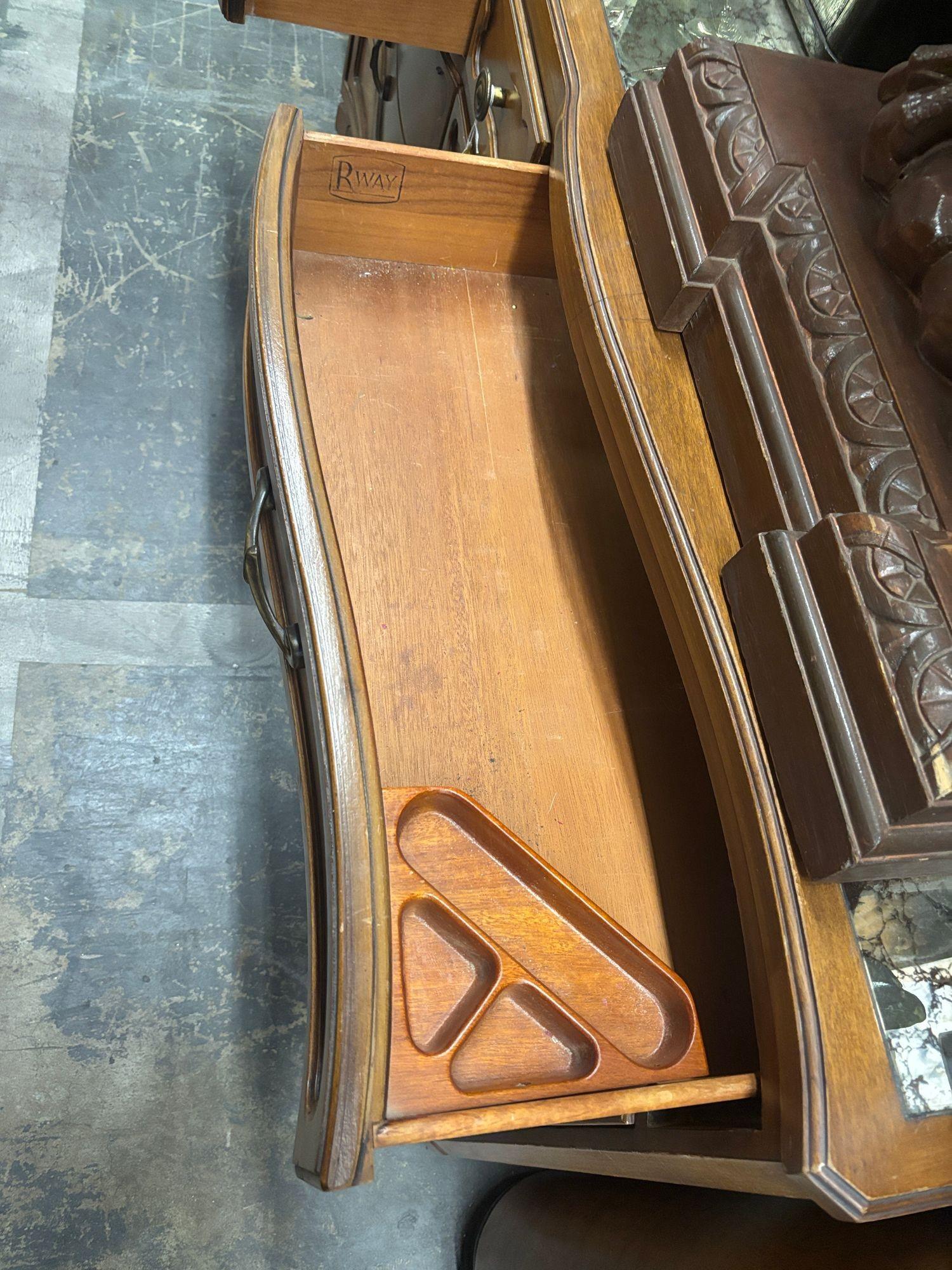 Antique French Provincial Dresser with Mirror Top by RWAY For Sale 1