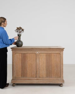 Antique French Provincial Dry Bar Cabinet, Bleached Oak, 1900s Design