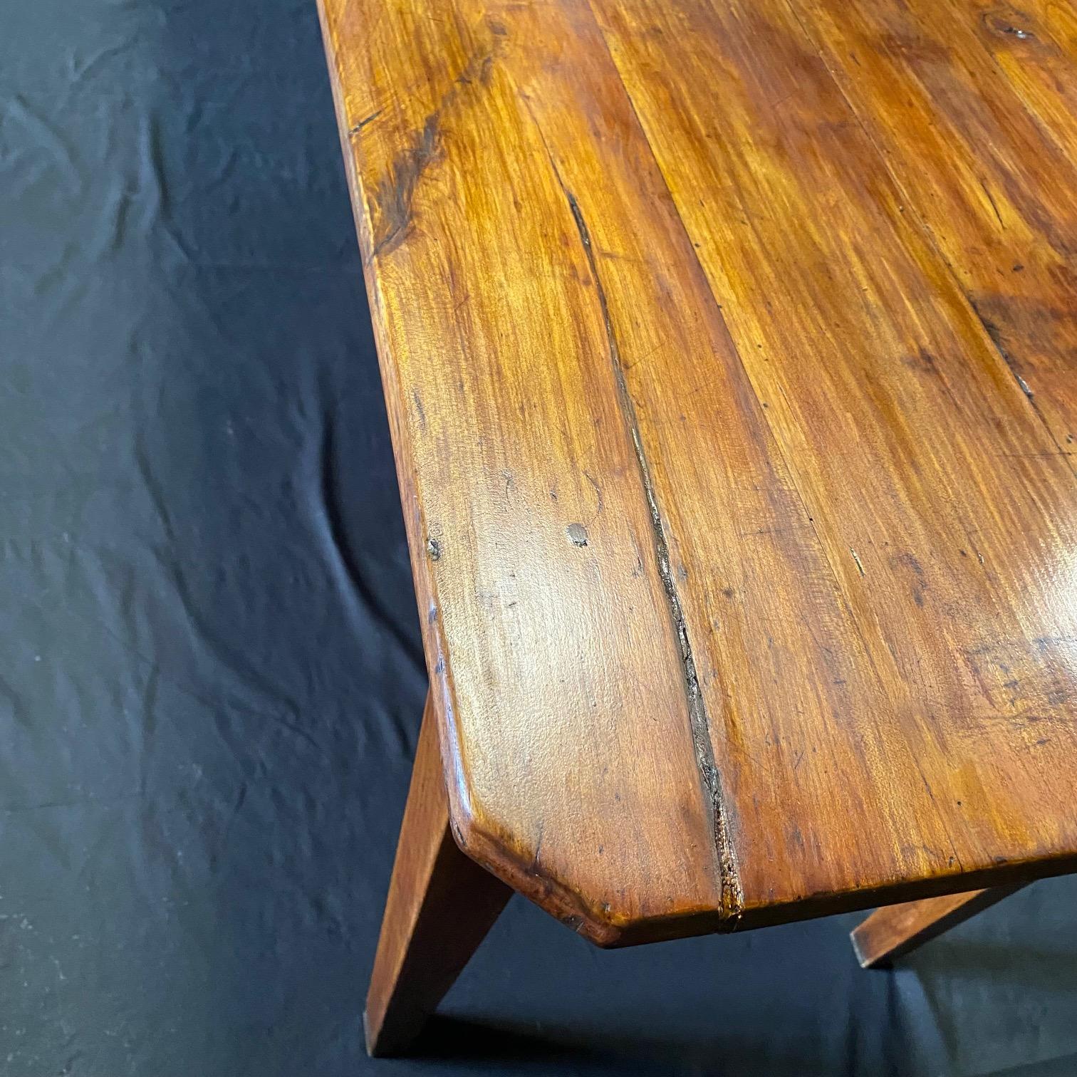 Antique French Provincial Farmhouse Harvest Dining Table with Two Drawers 3