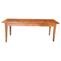 Antique French Provincial Farmhouse Harvest Dining Table with Two Drawers