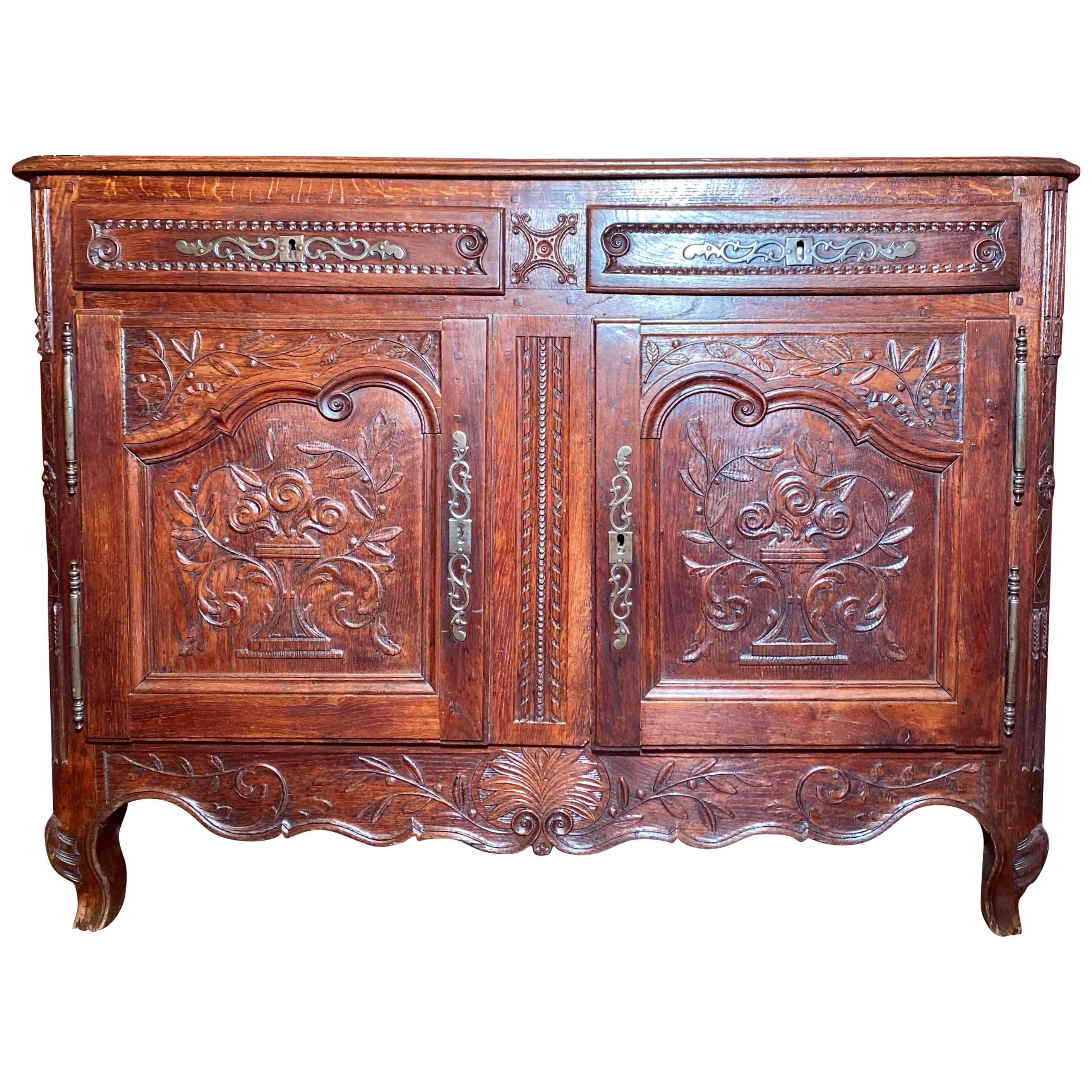 Antique 19th Century French Provincial Fruitwood Buffet.