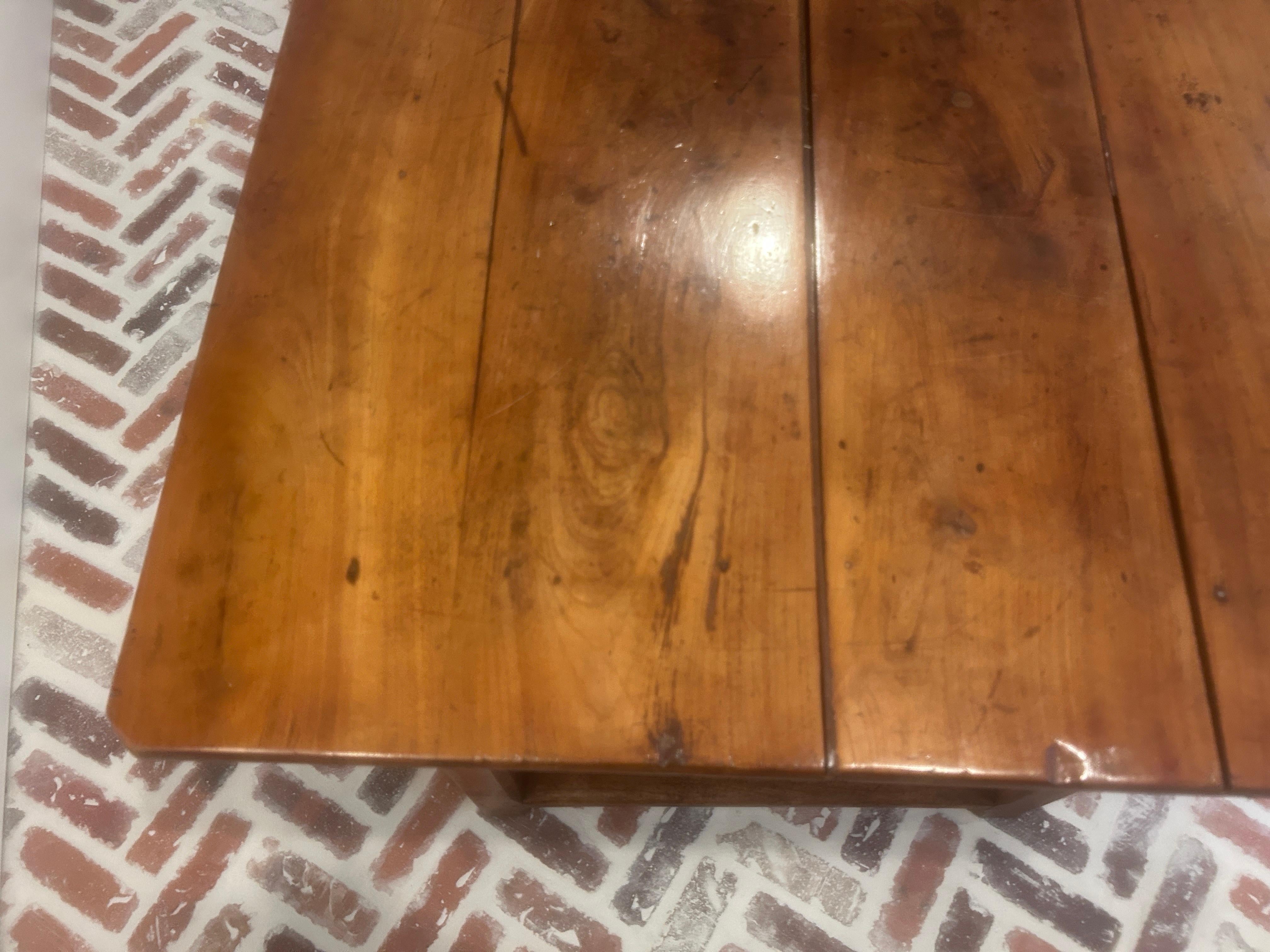 Antique French Provincial Fruitwood Farmhouse Table For Sale 6