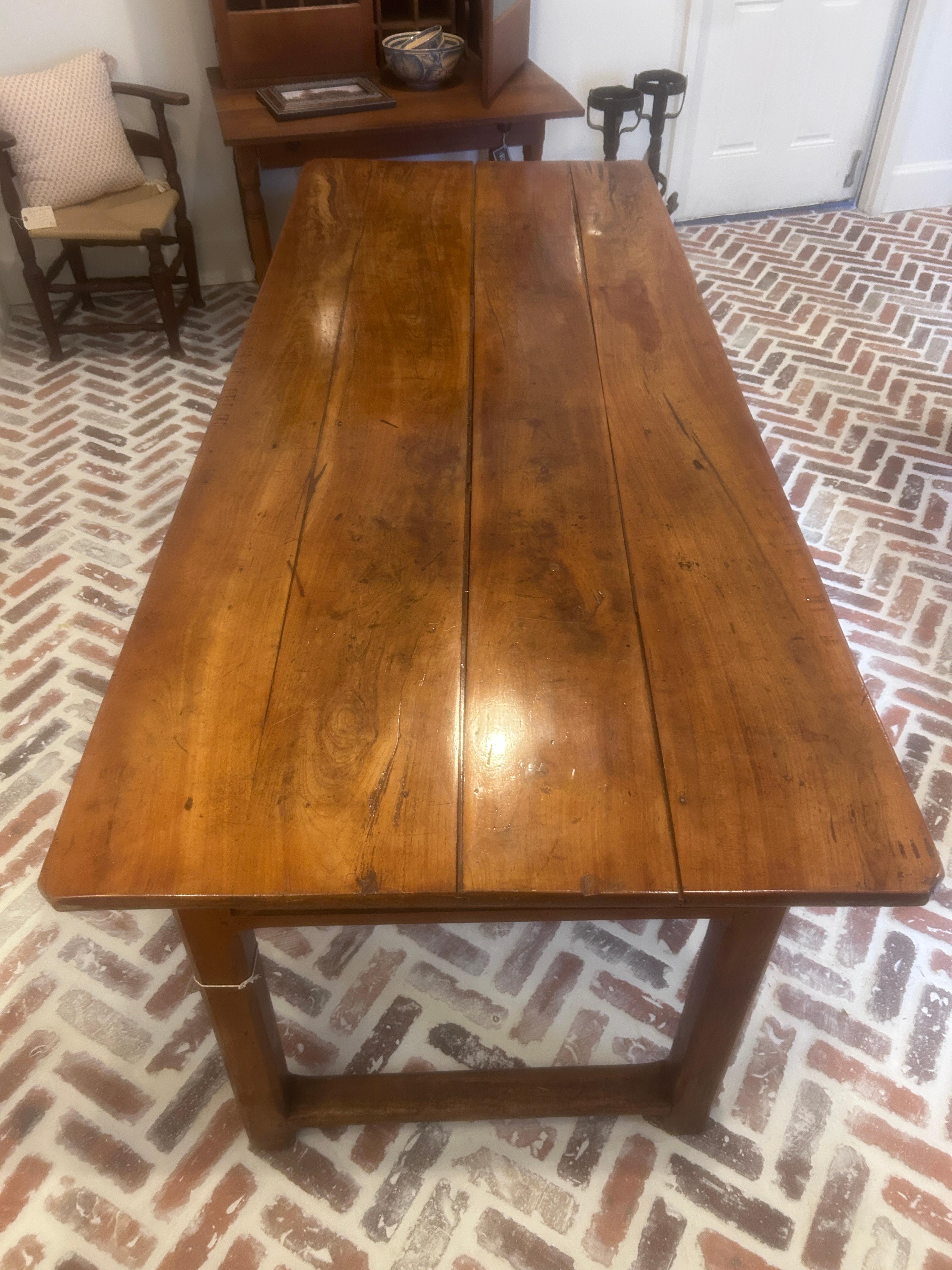 Antique French Provincial Fruitwood Farmhouse Table For Sale 1