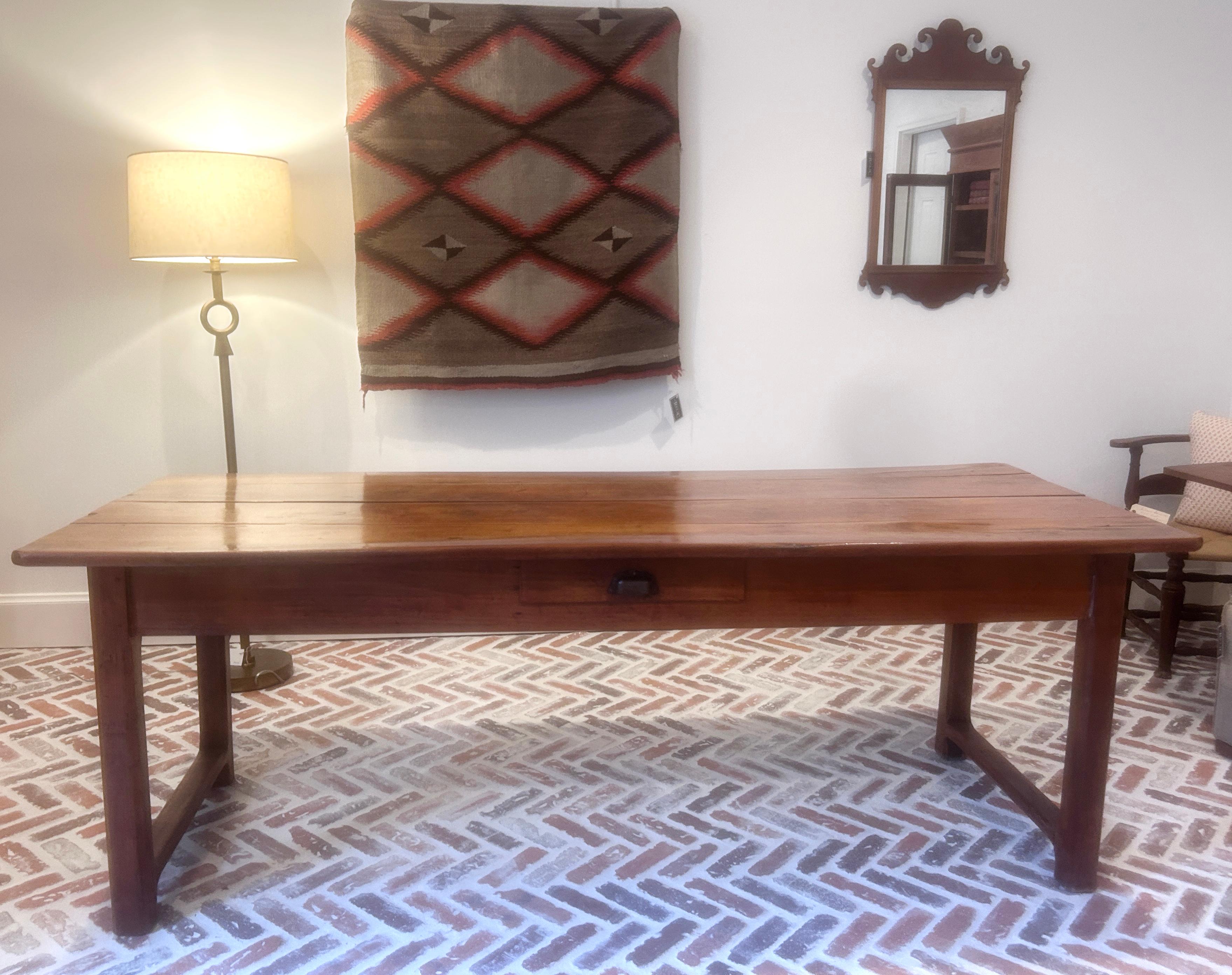 Antique French Provincial Fruitwood Farmhouse Table For Sale 2