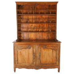 Antique French Provincial Fruitwood Vaisselier Display Cabinet, 18th Century