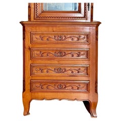 Antique French Provincial Fruitwood Vitrine Cabinet, Circa 1900.