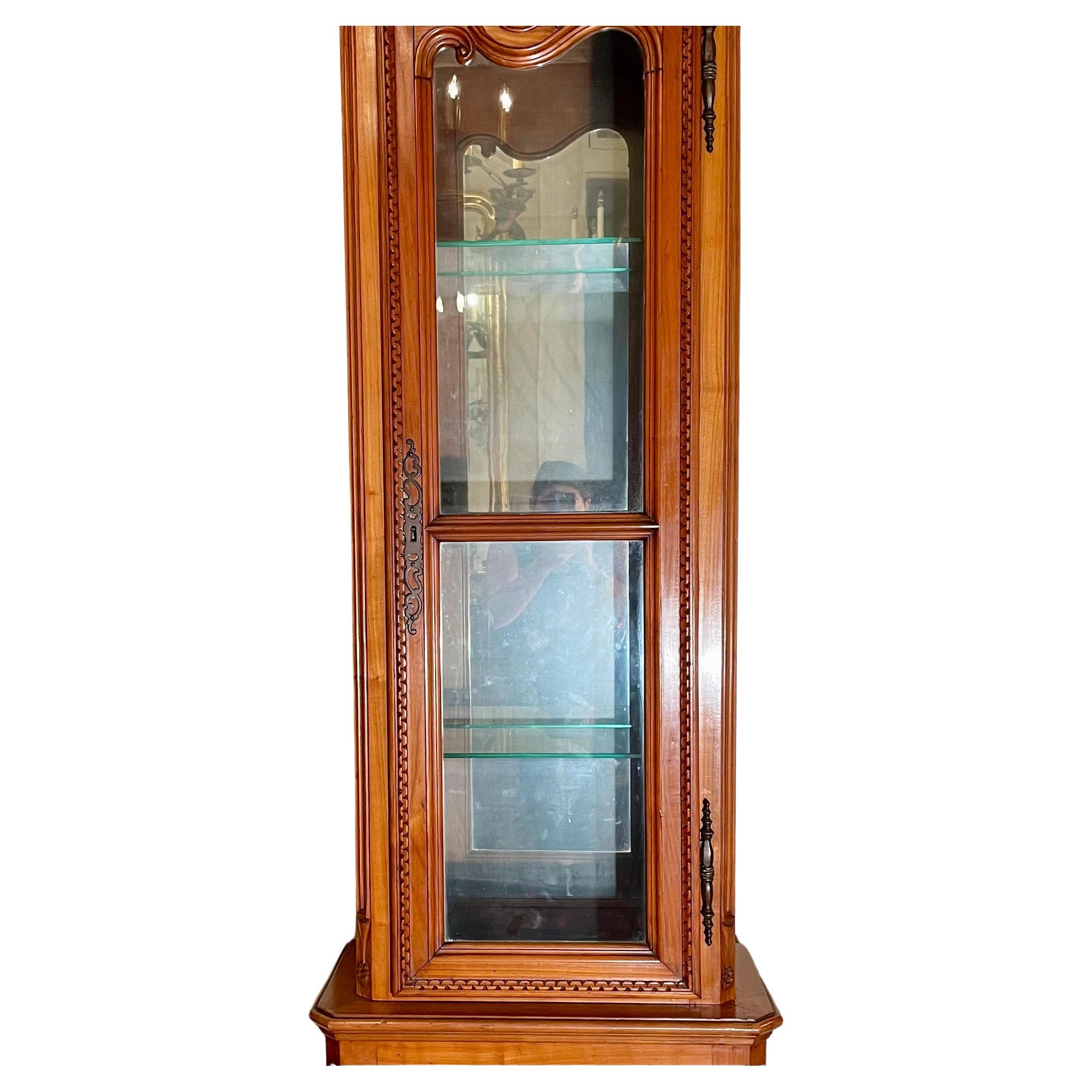 20th Century Antique French Provincial Fruitwood Vitrine Cabinet, Circa 1900. For Sale