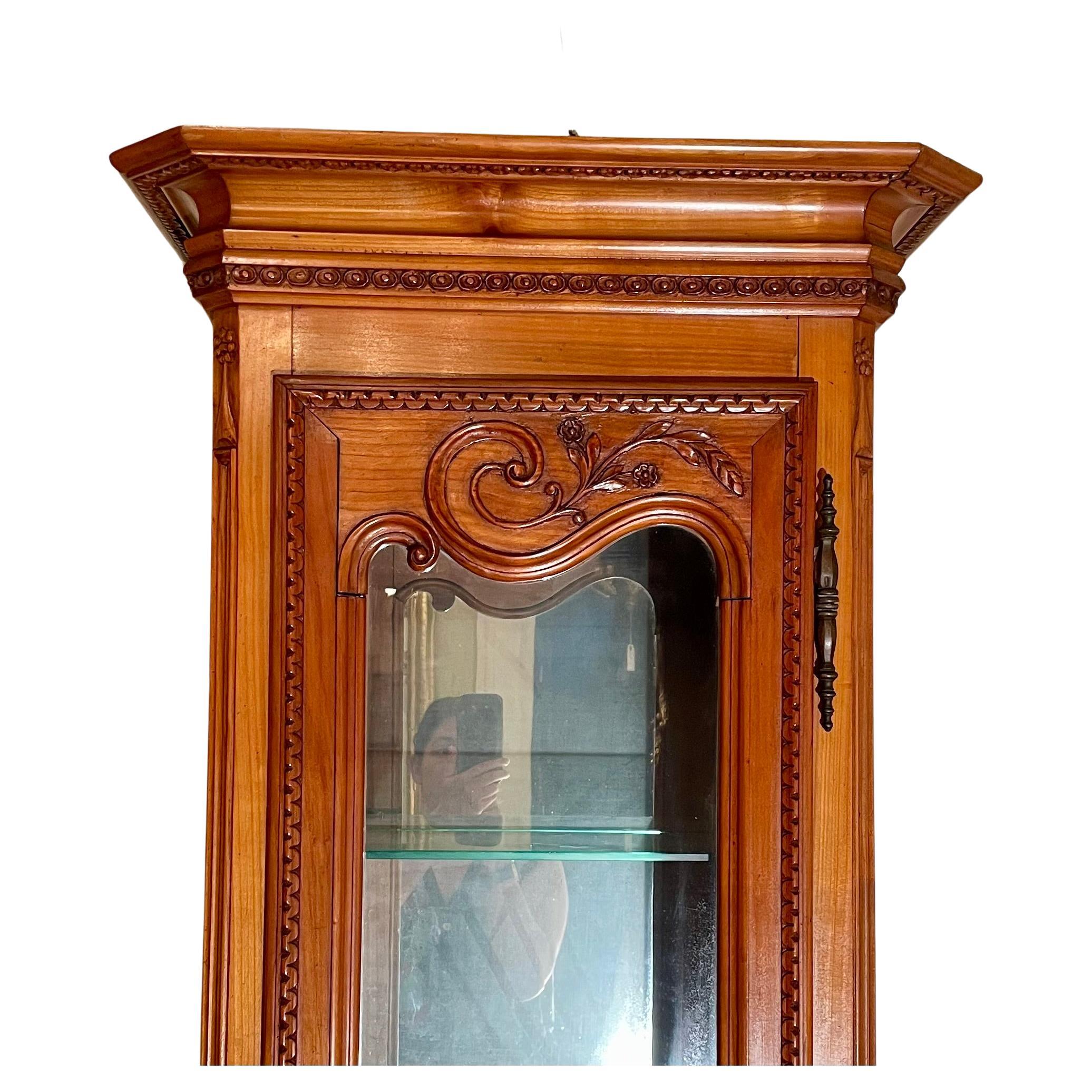 Antique French Provincial Fruitwood Vitrine Cabinet, Circa 1900. For Sale 1