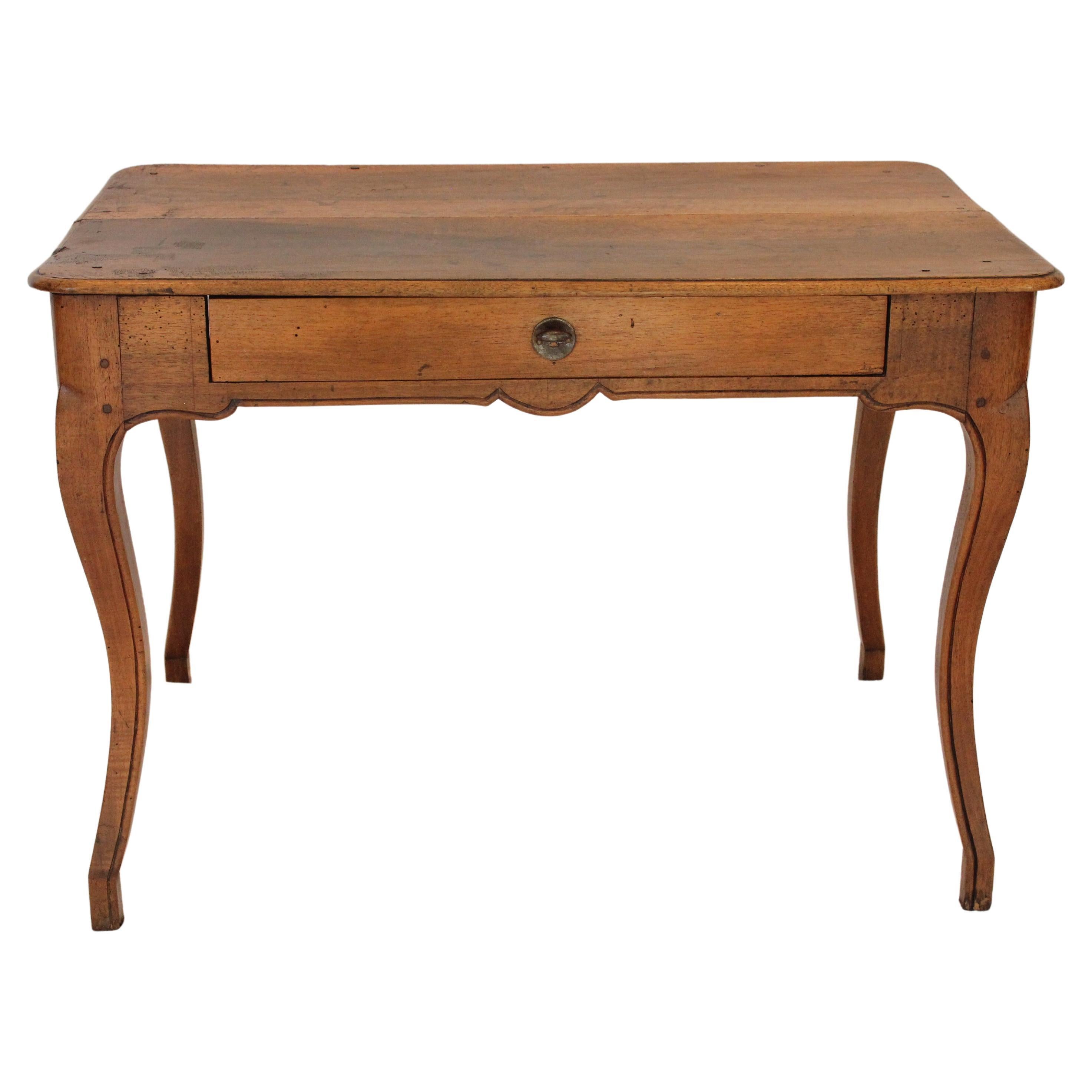 Antique French Provincial Fruitwood Writing Table / Desk W/ Drawer Early 19th C For Sale