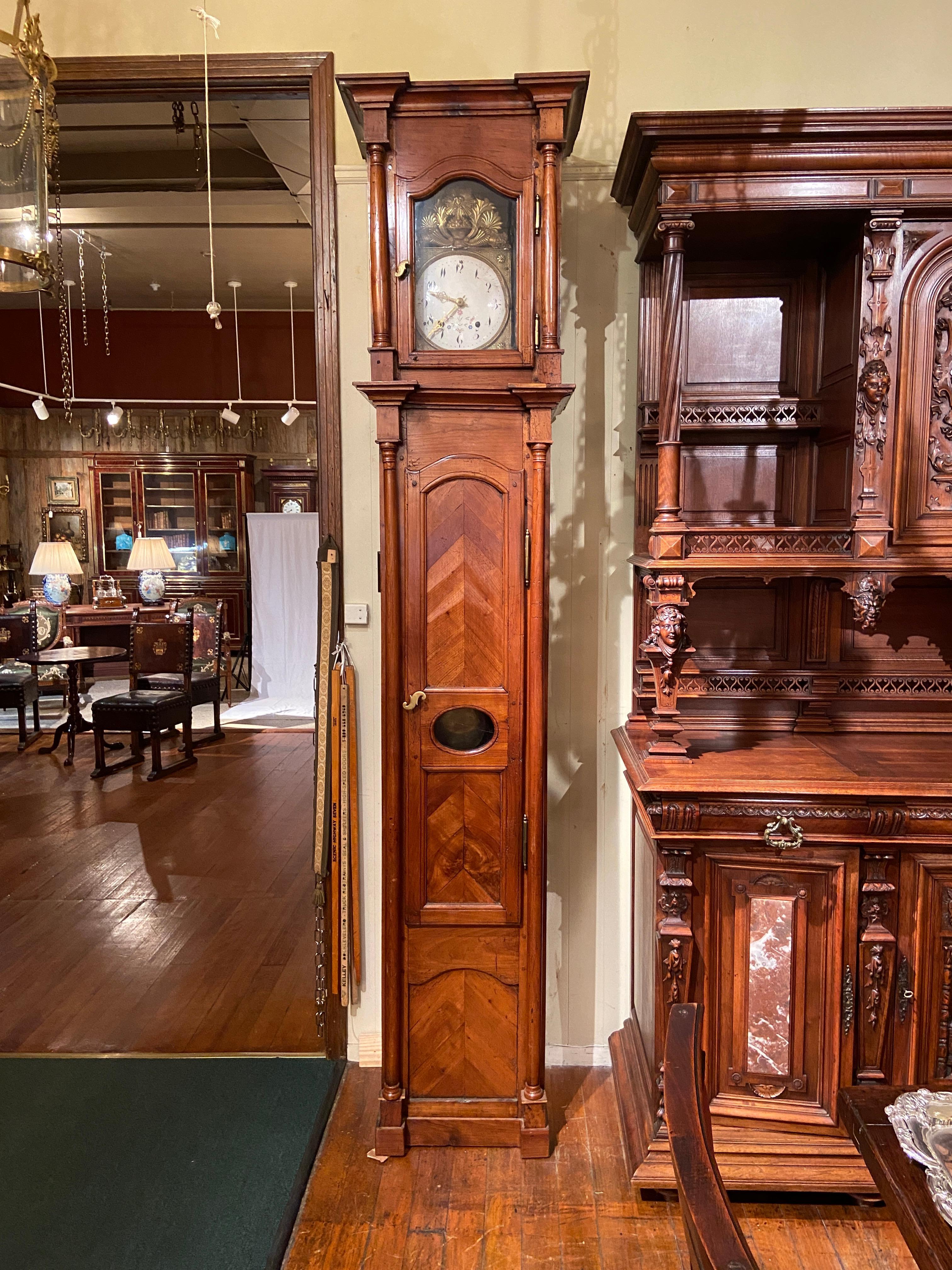 Bois Ancienne horloge de grand-père provinciale française, vers 1870-1880 en vente
