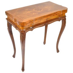 Antique French Provincial Inlaid Walnut Chess/Games Table, circa 1890