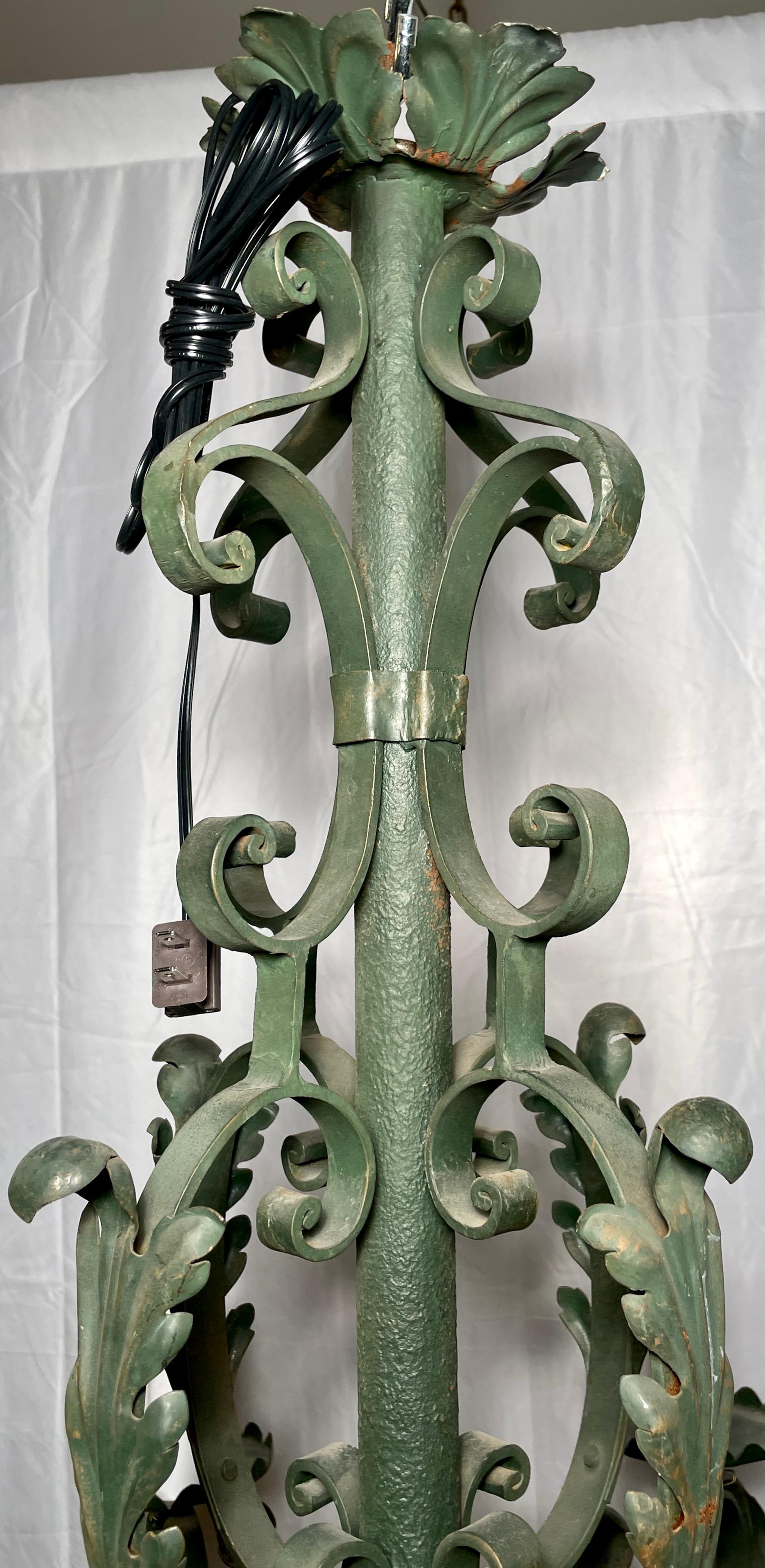 Antique French Provincial iron chandelier, Circa 1880.