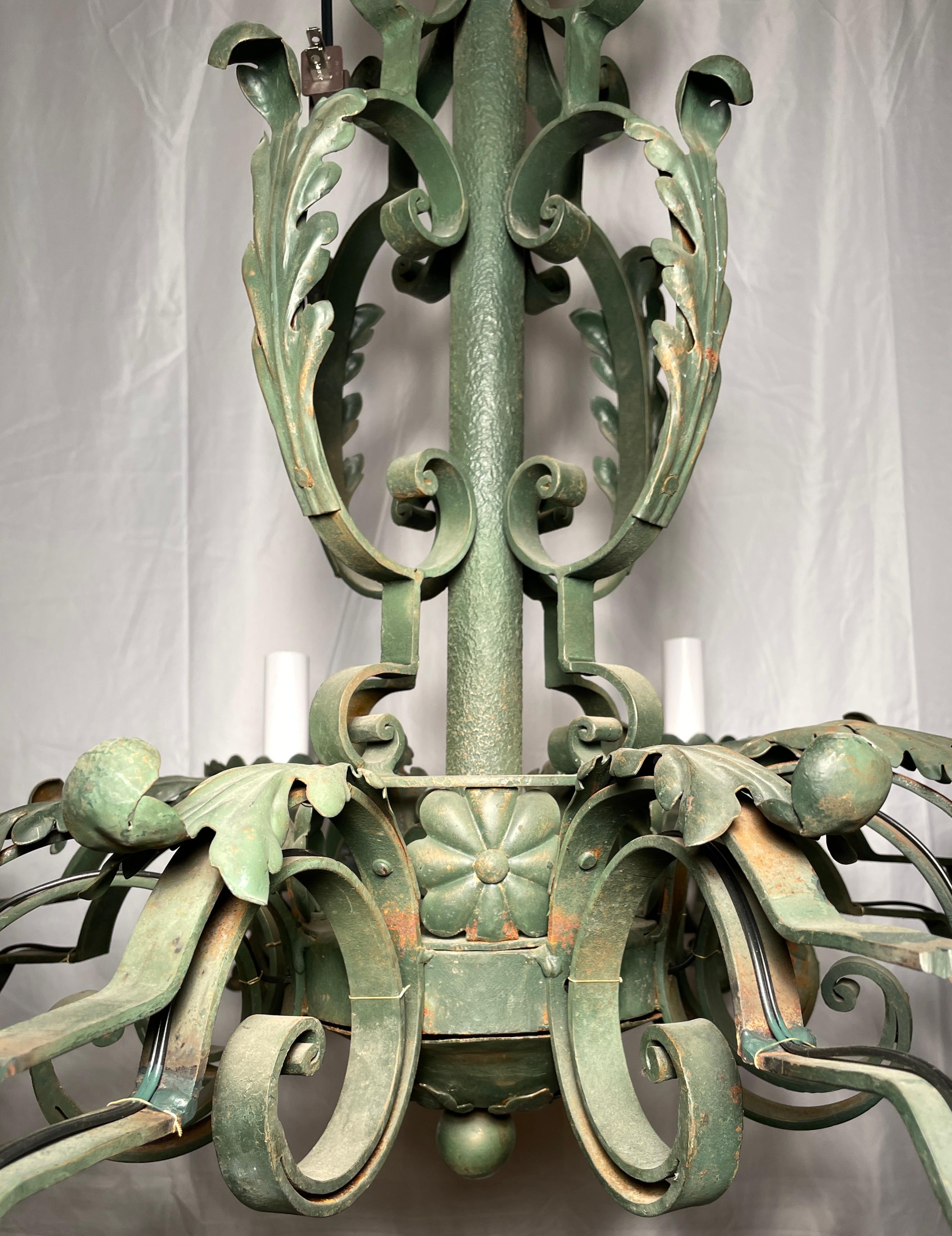 Antique French Provincial Iron Chandelier, Circa 1880 In Good Condition For Sale In New Orleans, LA