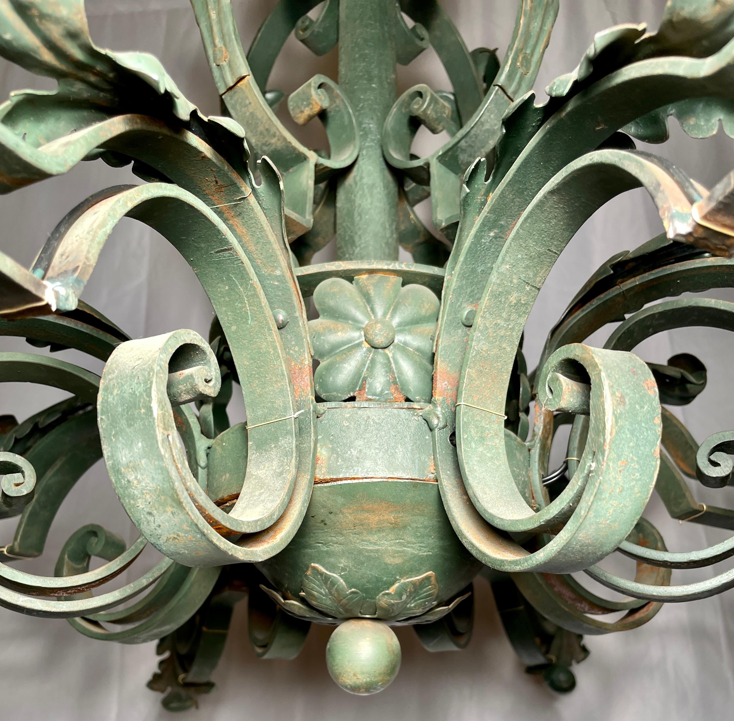 19th Century Antique French Provincial Iron Chandelier, Circa 1880 For Sale