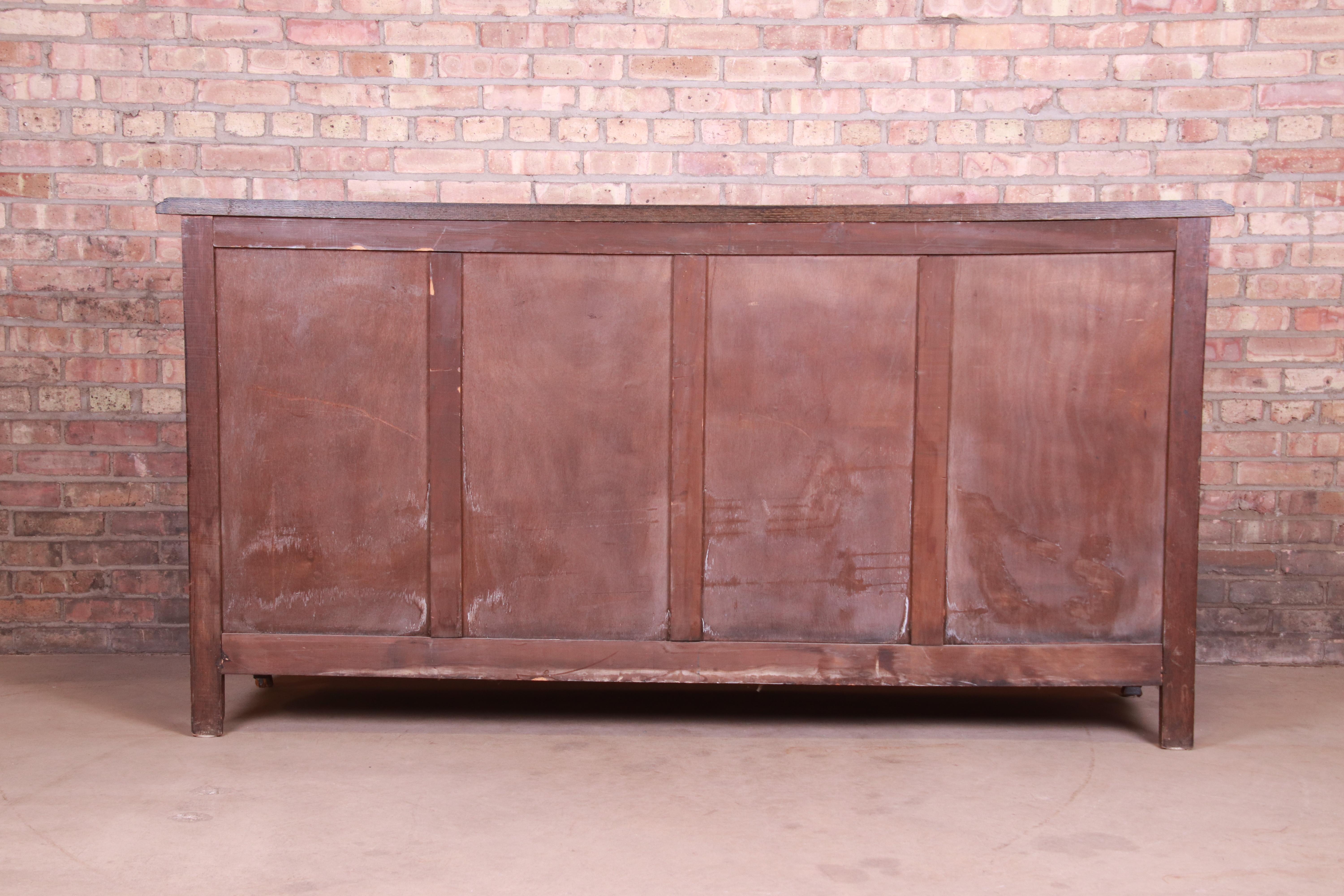 Antique French Provincial Louis XV Carved Oak Sideboard Credenza or Bar Cabinet 11
