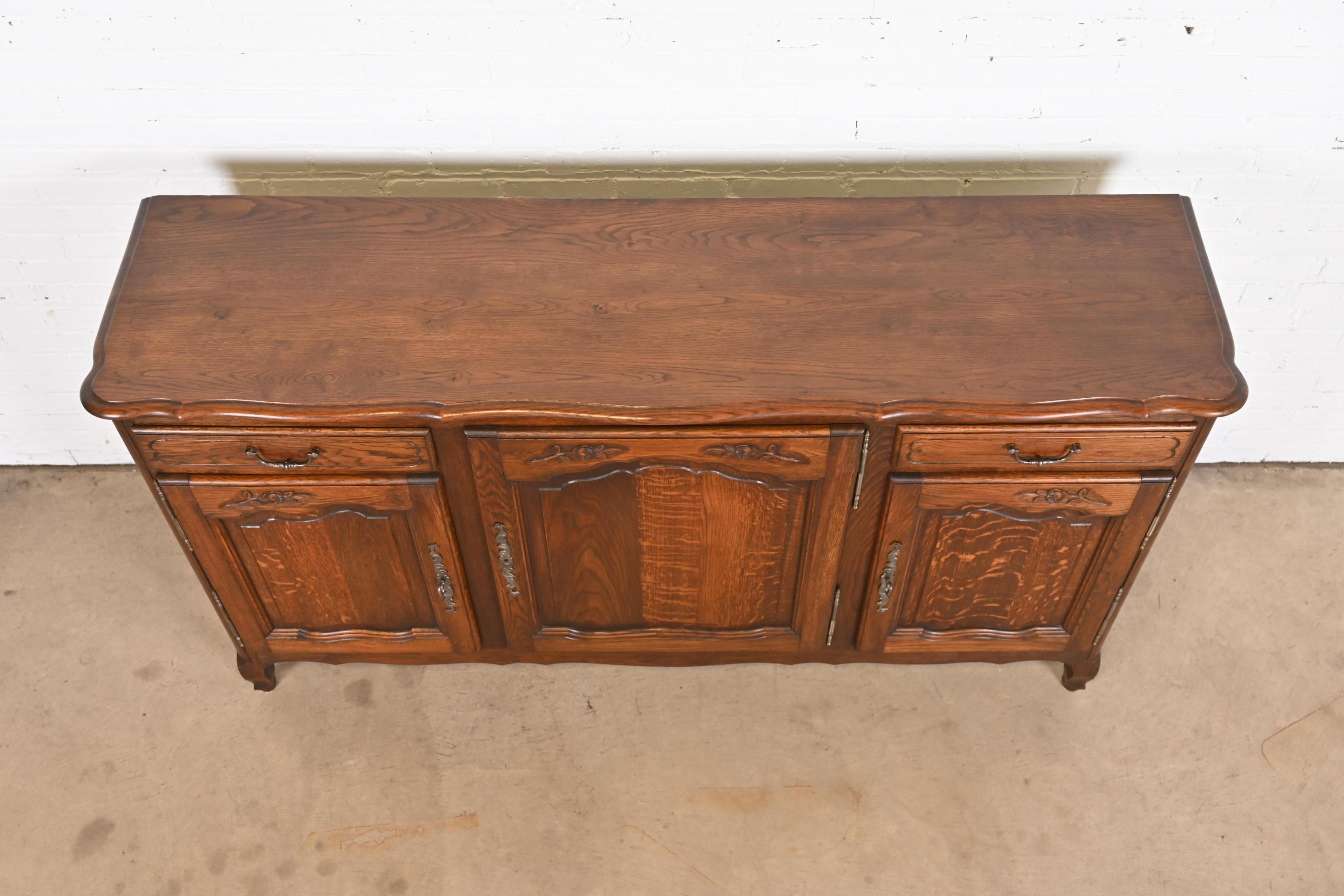 Antique French Provincial Louis XV Carved Oak Sideboard or Bar Cabinet 6