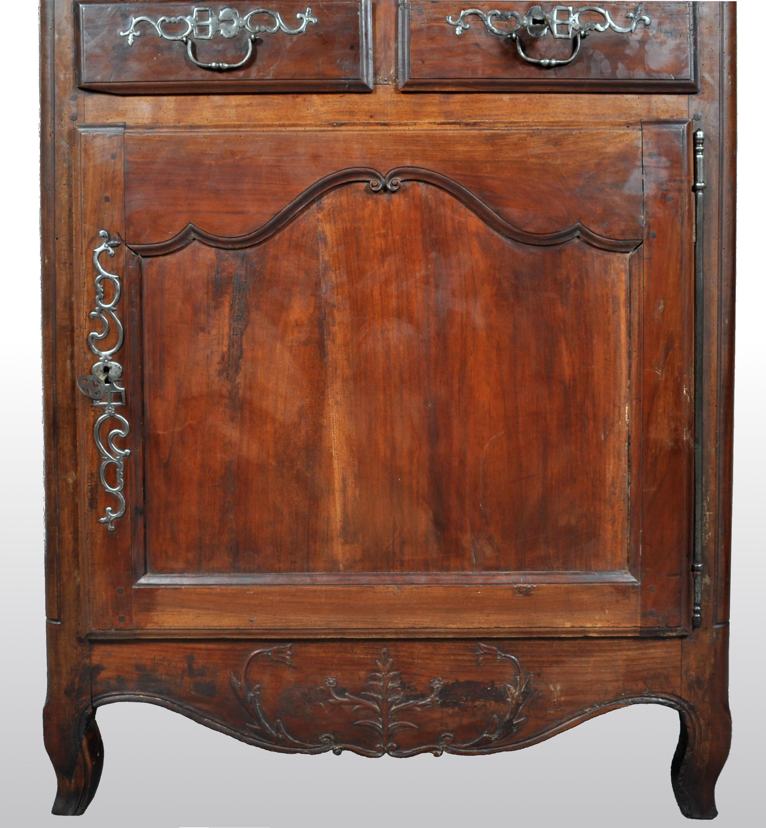 Antique French Provincial Louis XV Fruitwood Bonnetiere / Armoire / Cabinet 4