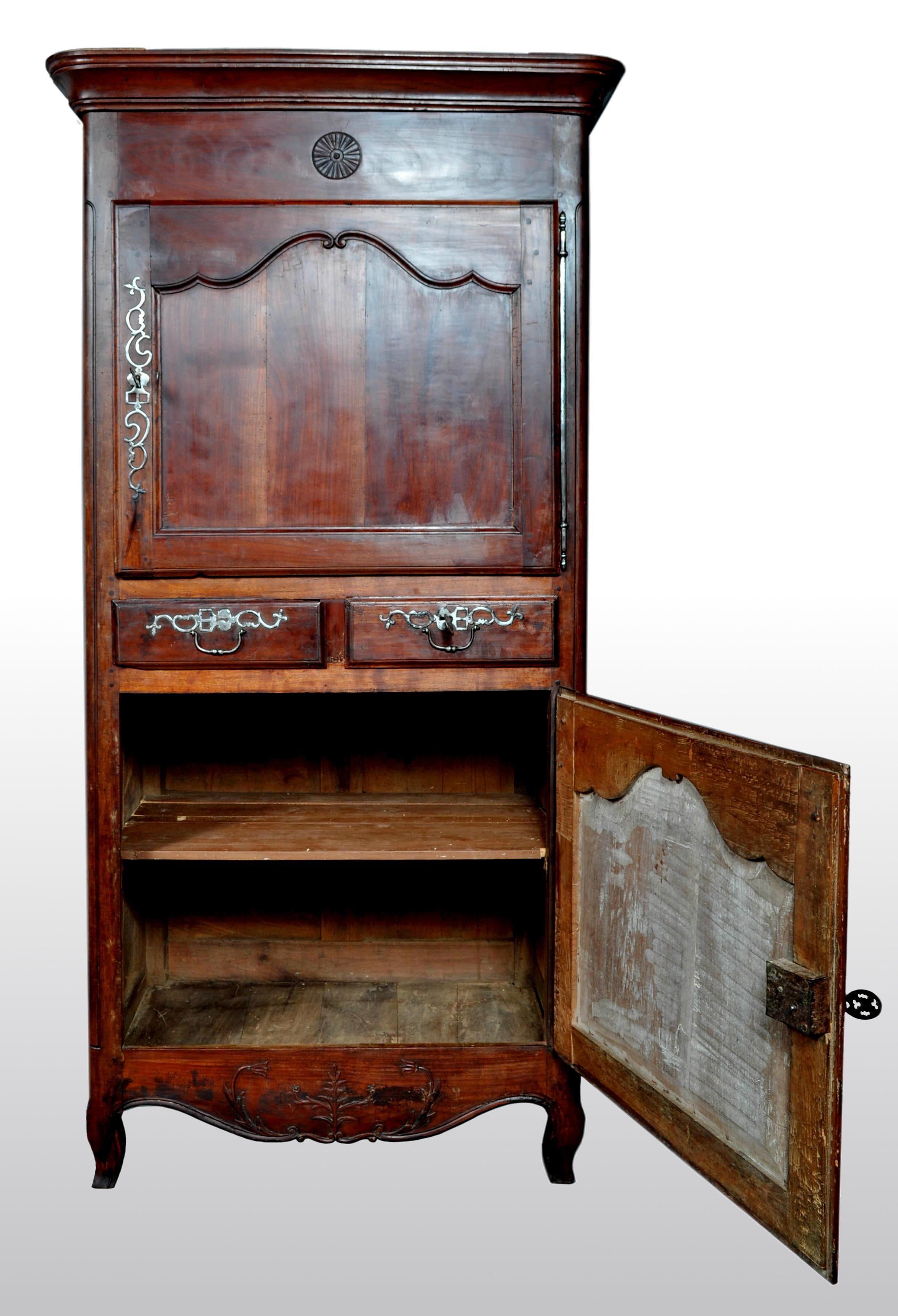 Late 18th Century Antique French Provincial Louis XV Fruitwood Bonnetiere / Armoire / Cabinet
