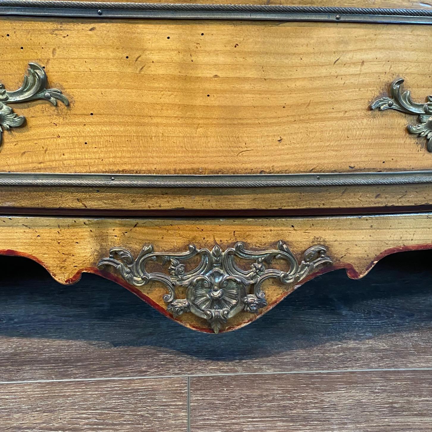 Antique French Provincial Louis XV Marble Top Three-Drawer Commode For Sale 8