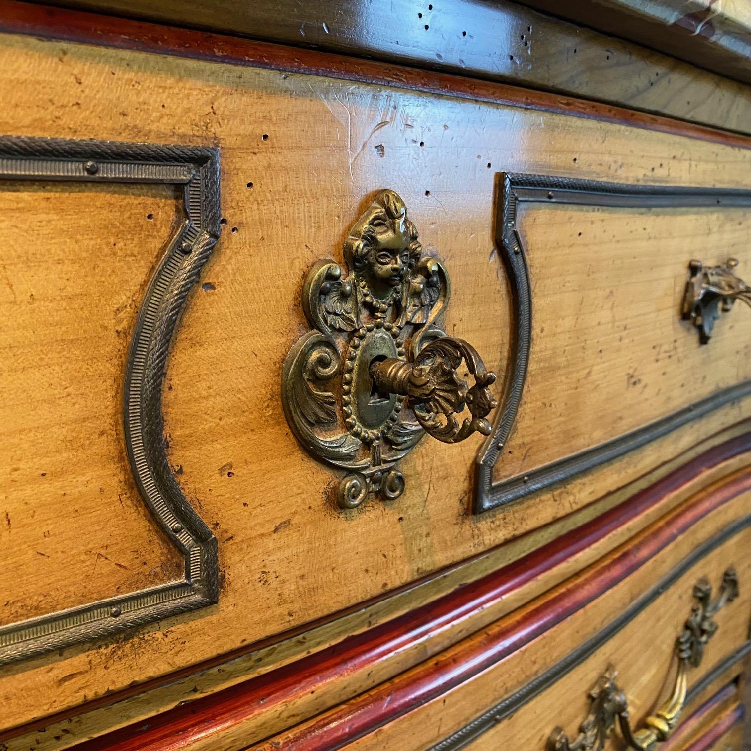 Antique French Provincial Louis XV Marble Top Three-Drawer Commode For Sale 4