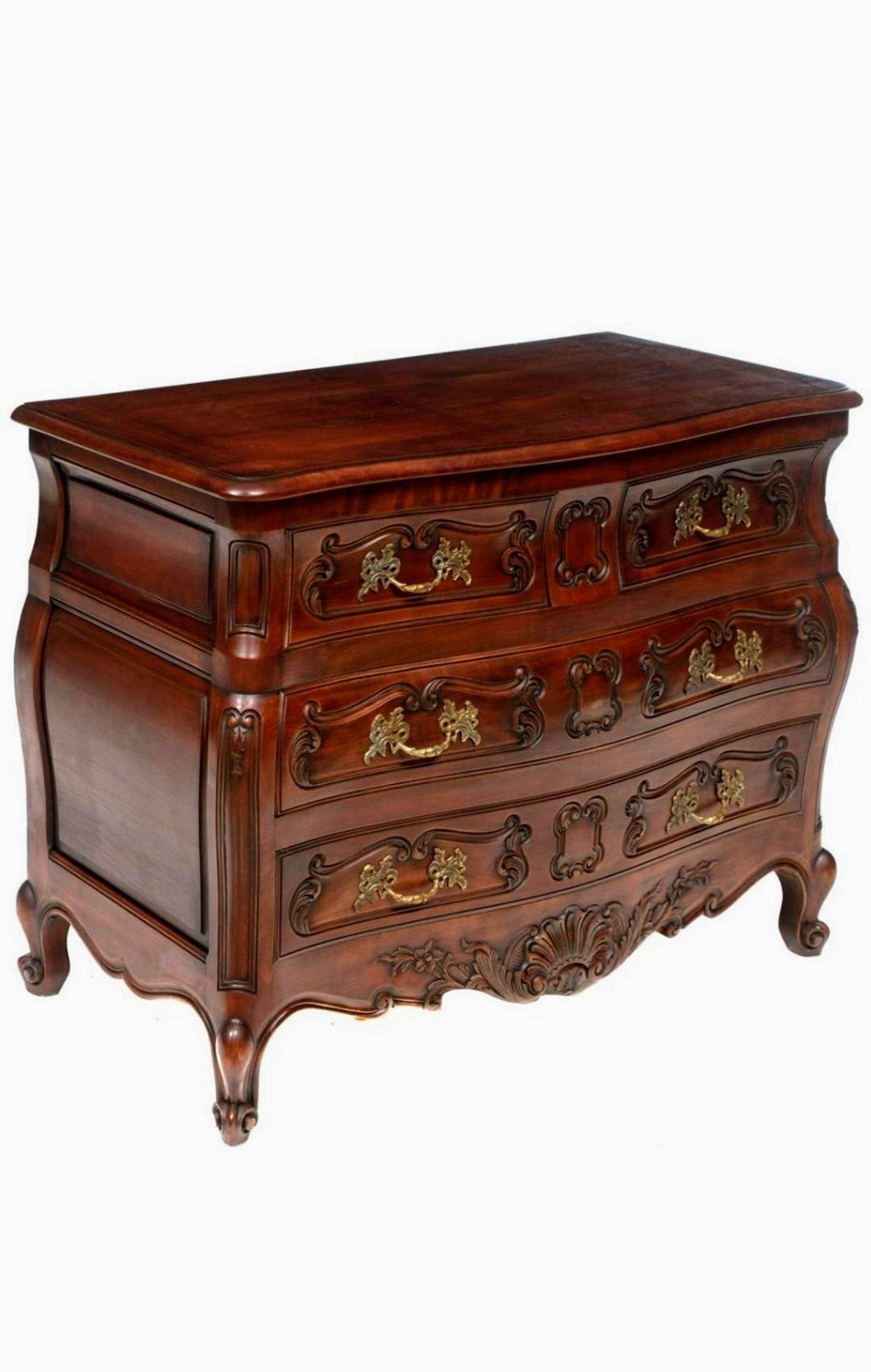 19th Century Antique French Provincial Louis XV Style Bombe Chest of Drawers For Sale