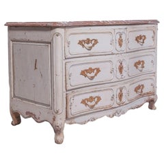 Antique French Provincial Louis XV Style Painted Chest of Drawers Commode