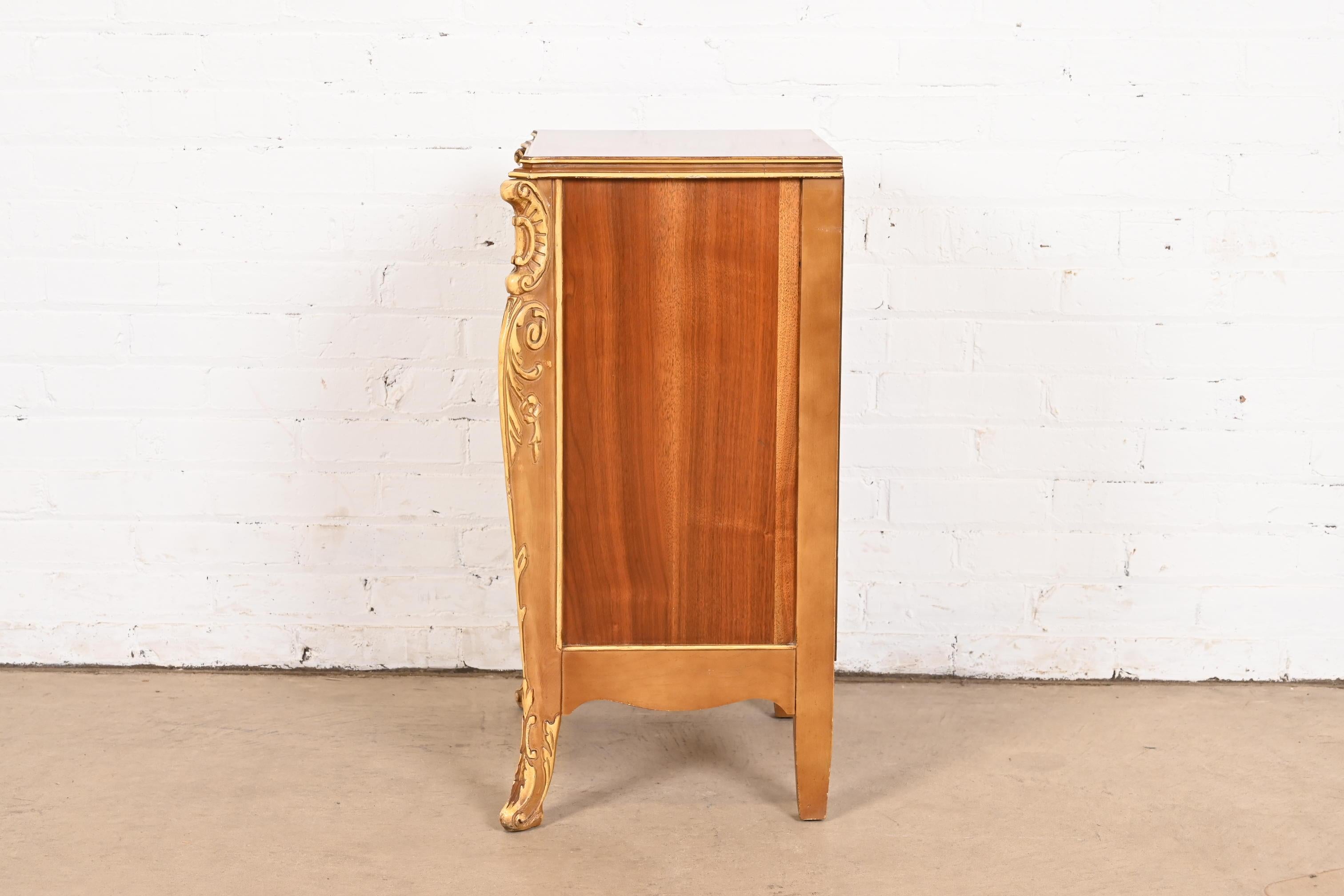 Antique French Provincial Louis XV Walnut and Parcel Painted Nightstand, 1920s For Sale 5