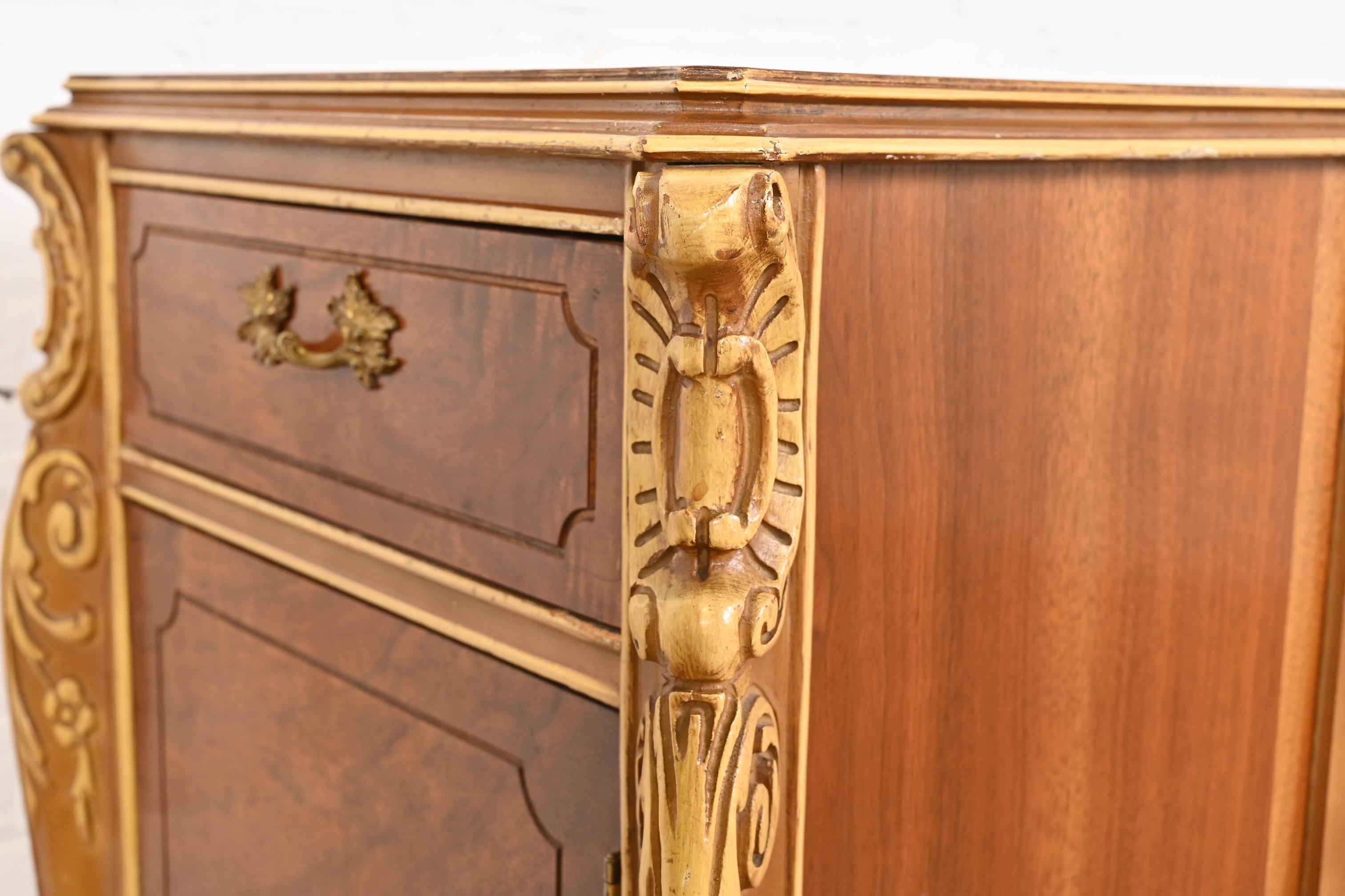 Antique French Provincial Louis XV Walnut and Parcel Painted Nightstand, 1920s For Sale 3