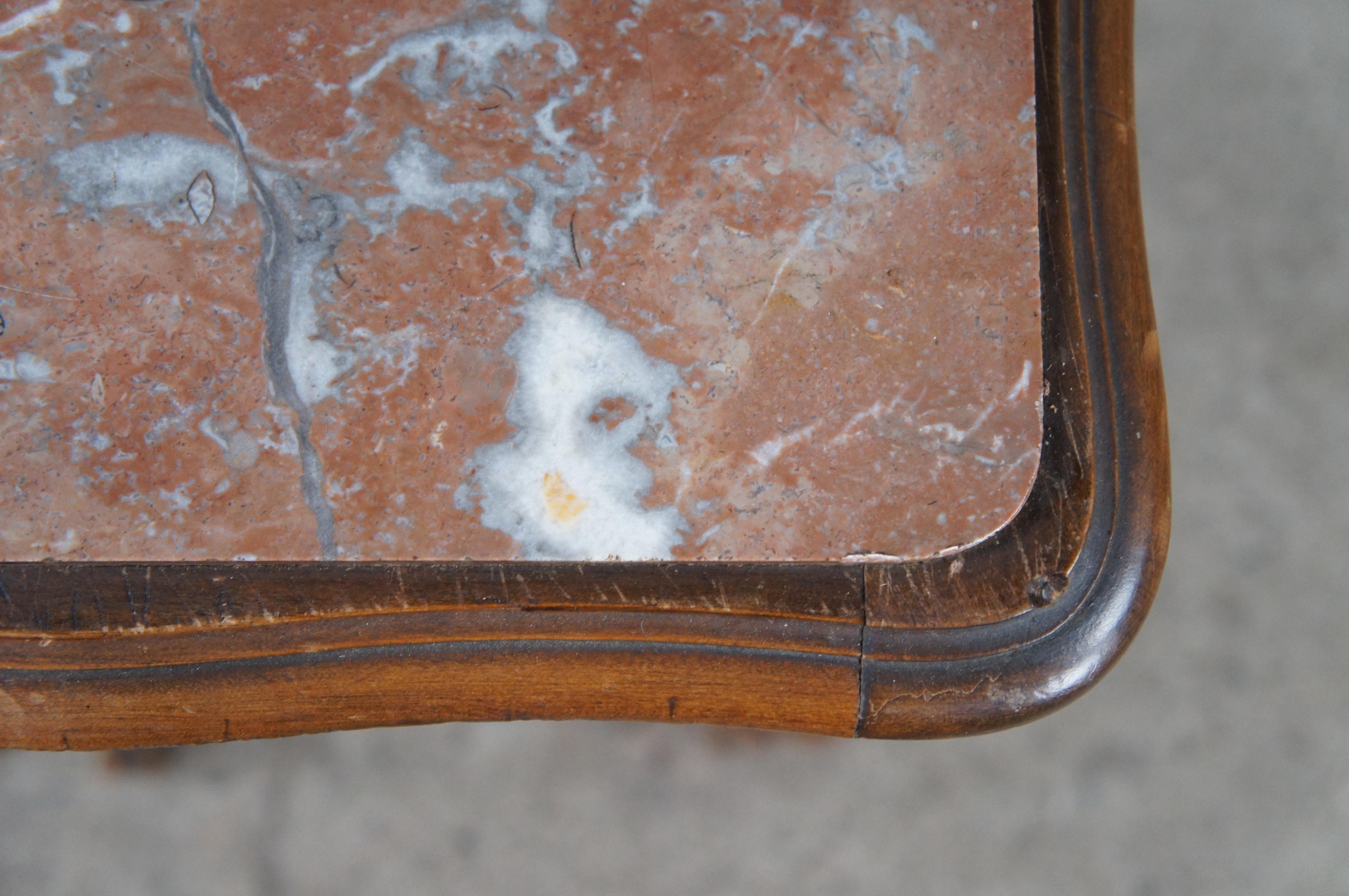 Antique French Provincial Louis XV Walnut Marble Nightstand End Table 32