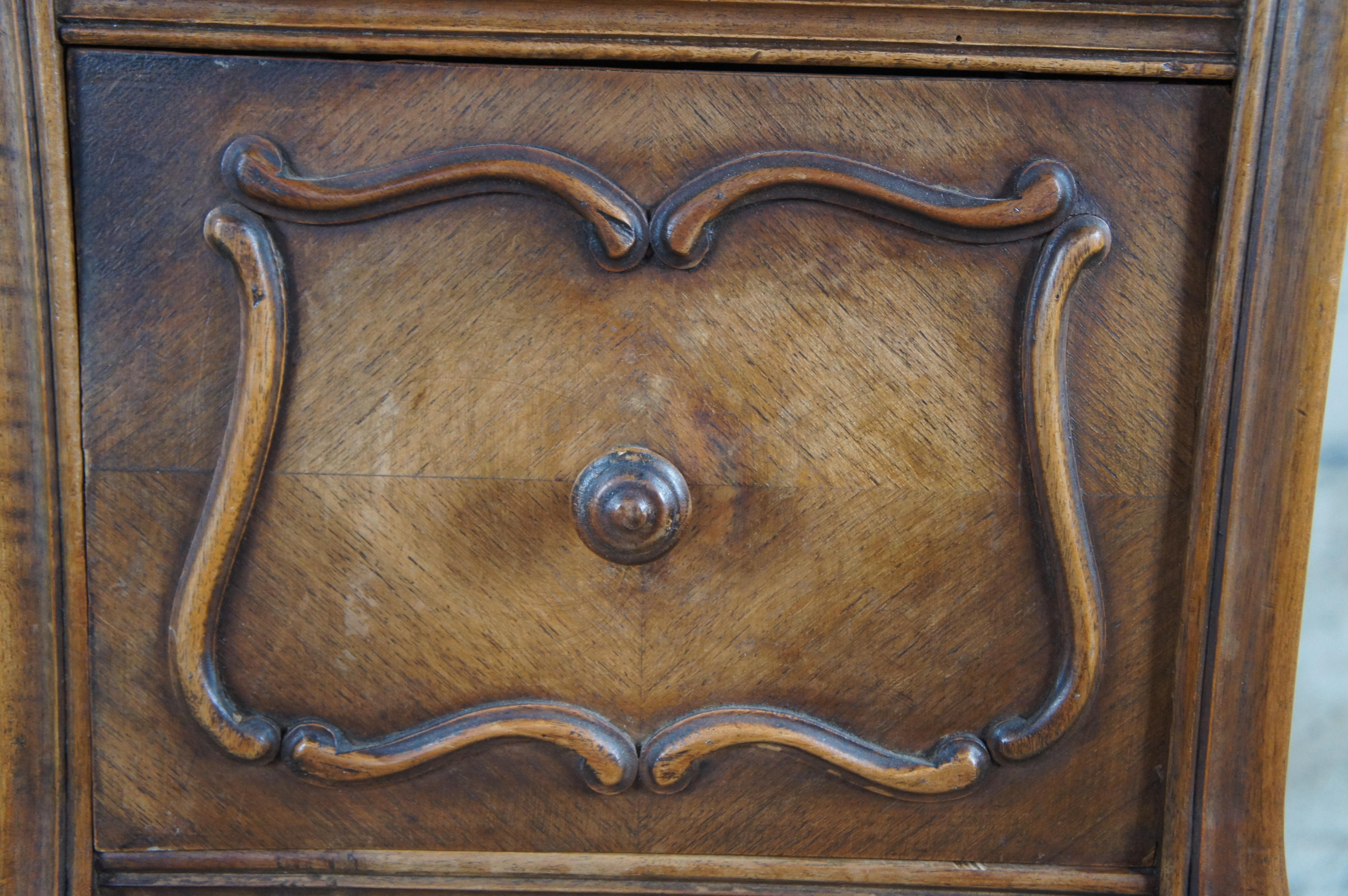 Antique French Provincial Louis XV Walnut Marble Nightstand End Table 32