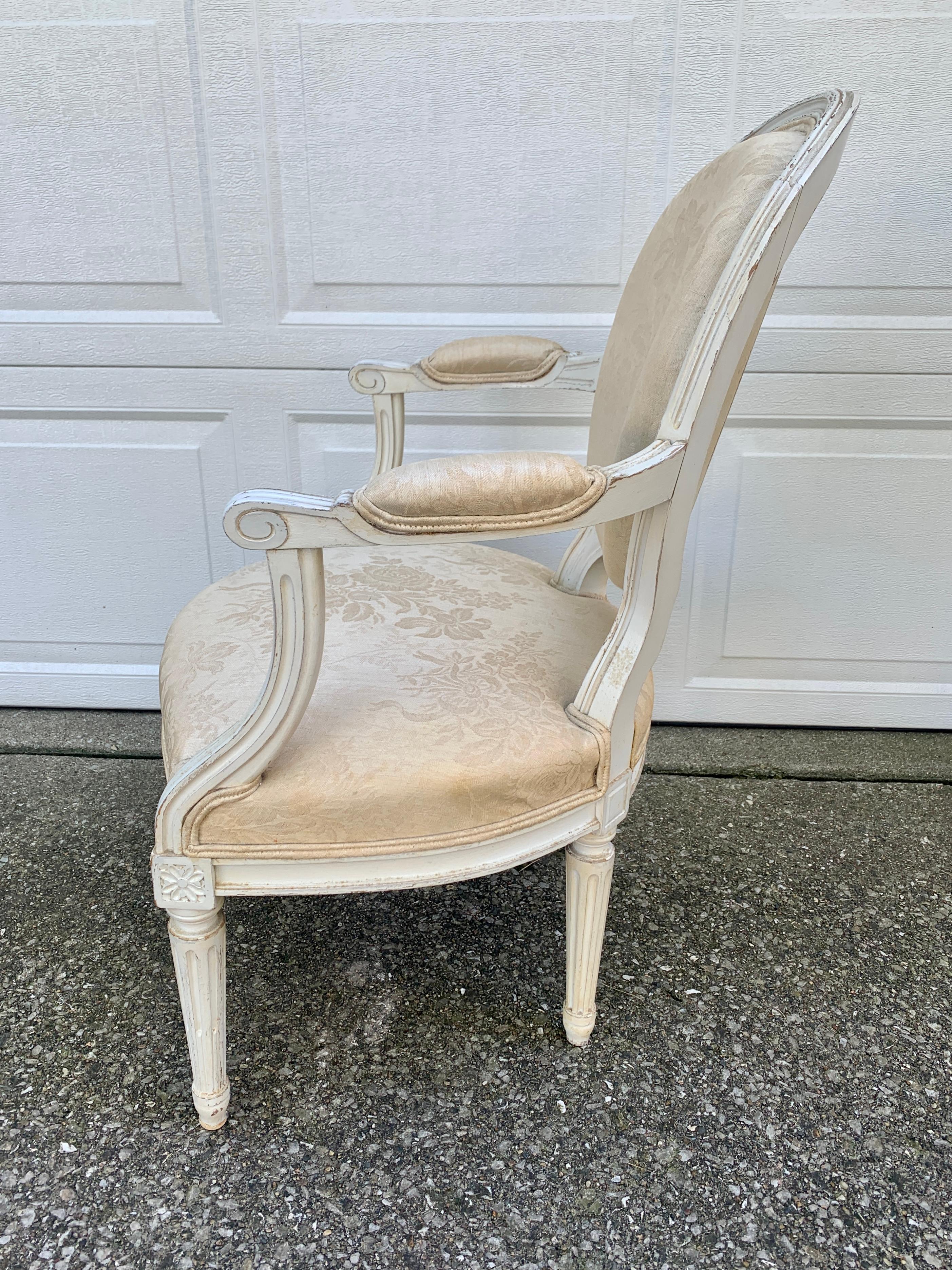 Antique French Provincial Louis XVI Armchair For Sale 5