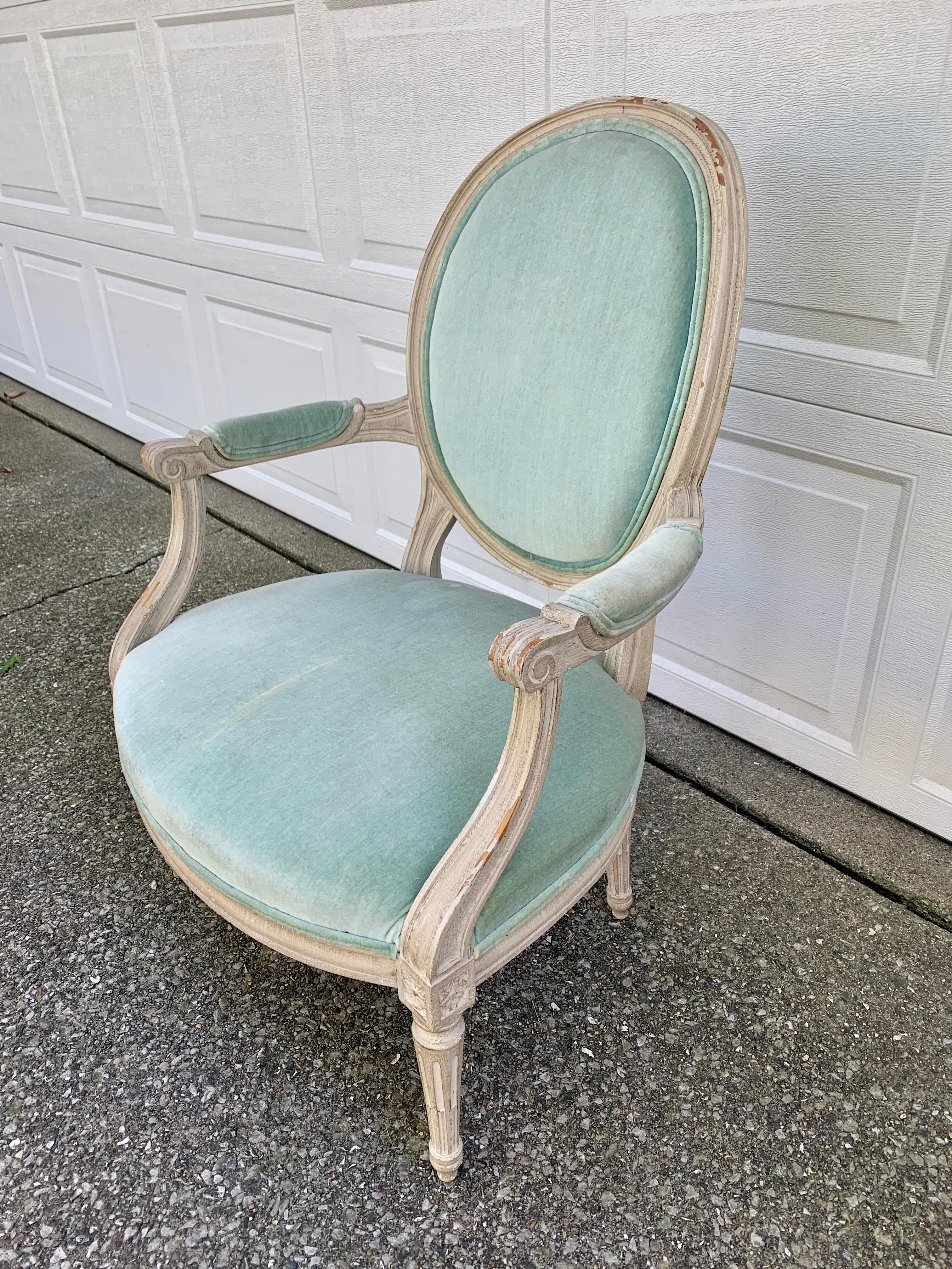 Antique French Provincial Louis XVI Armchair For Sale 6