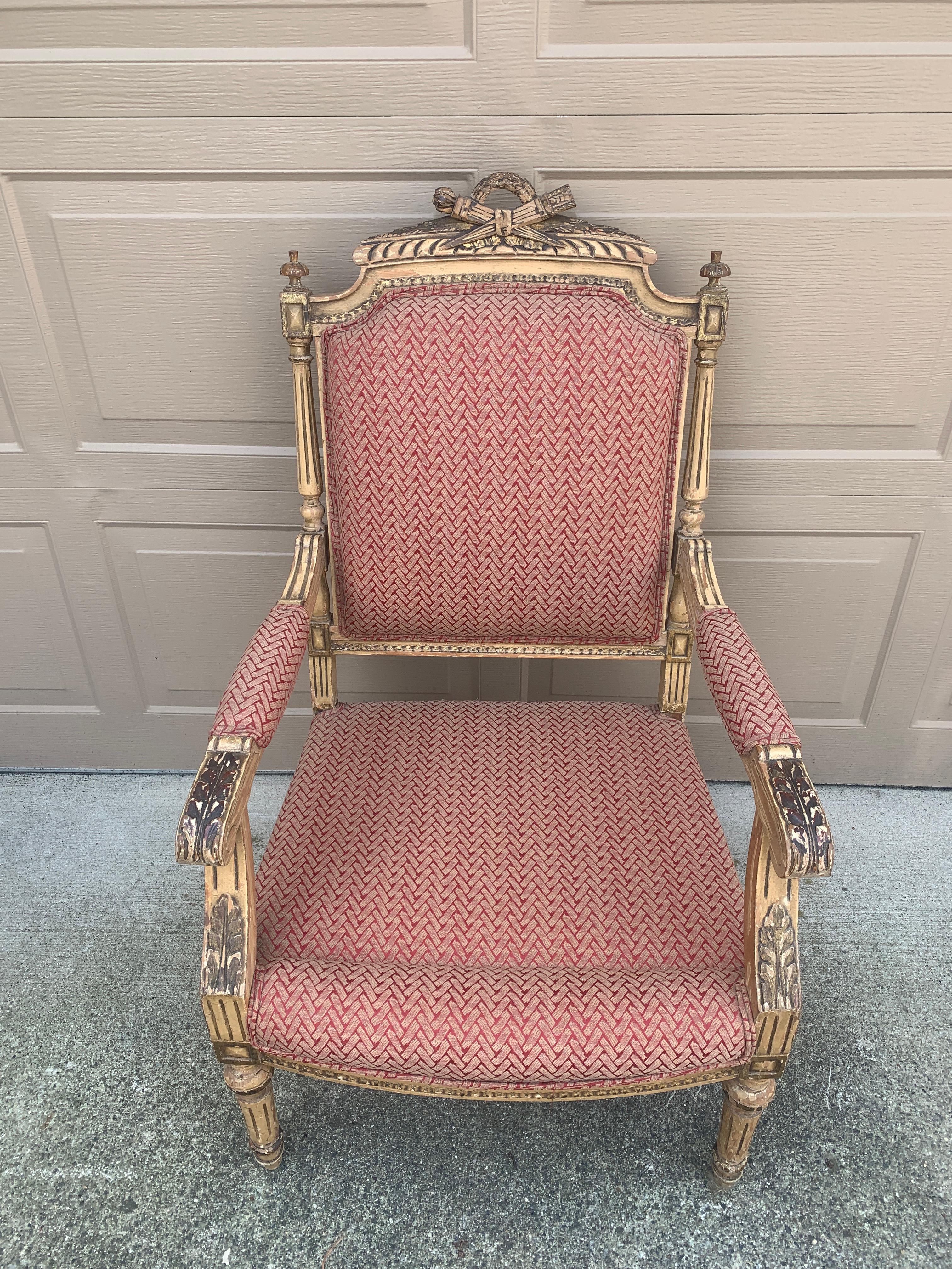 Antique French Provincial Louis XVI Poltrona in vendita 3