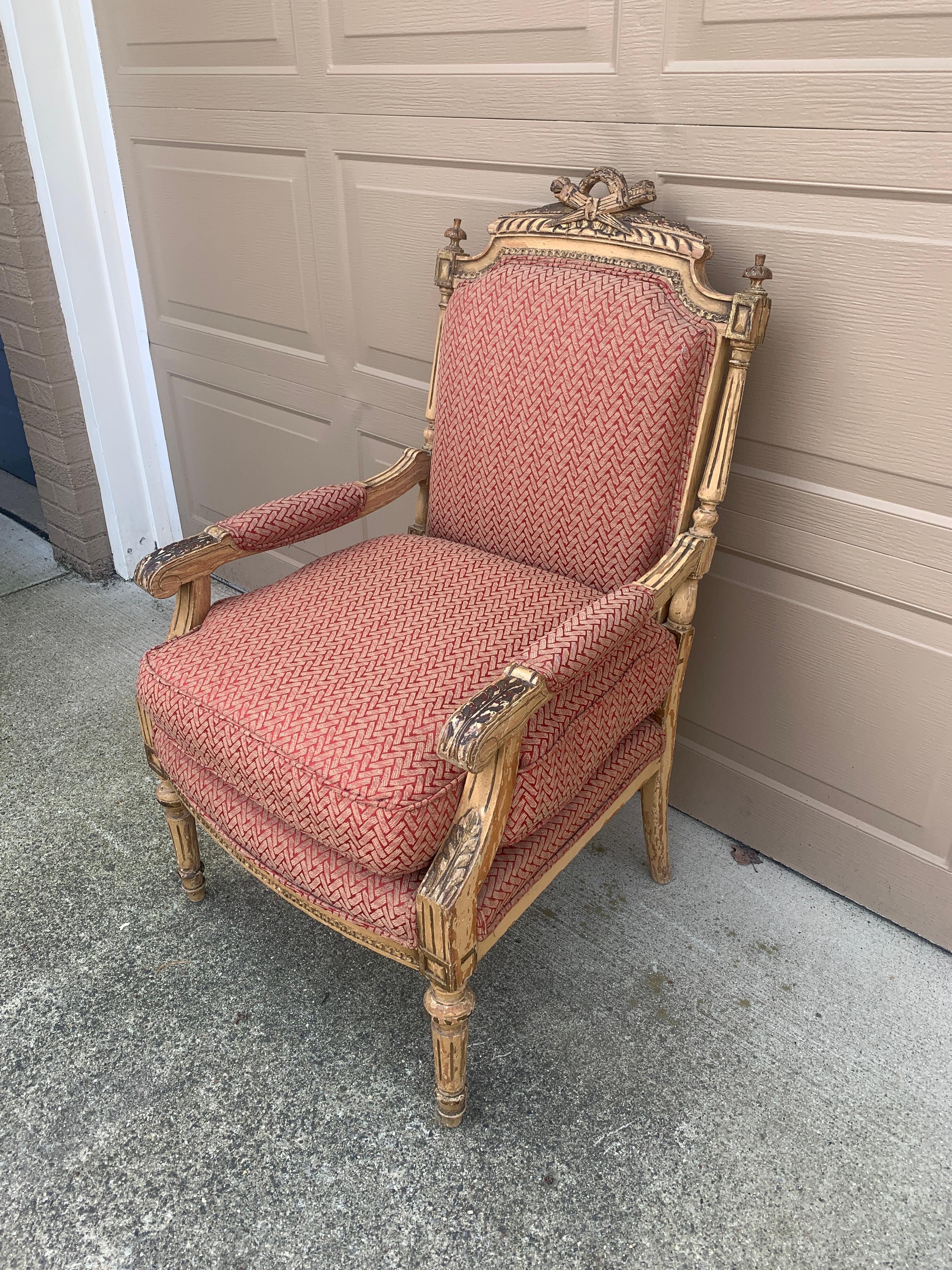 Francese Antique French Provincial Louis XVI Poltrona in vendita