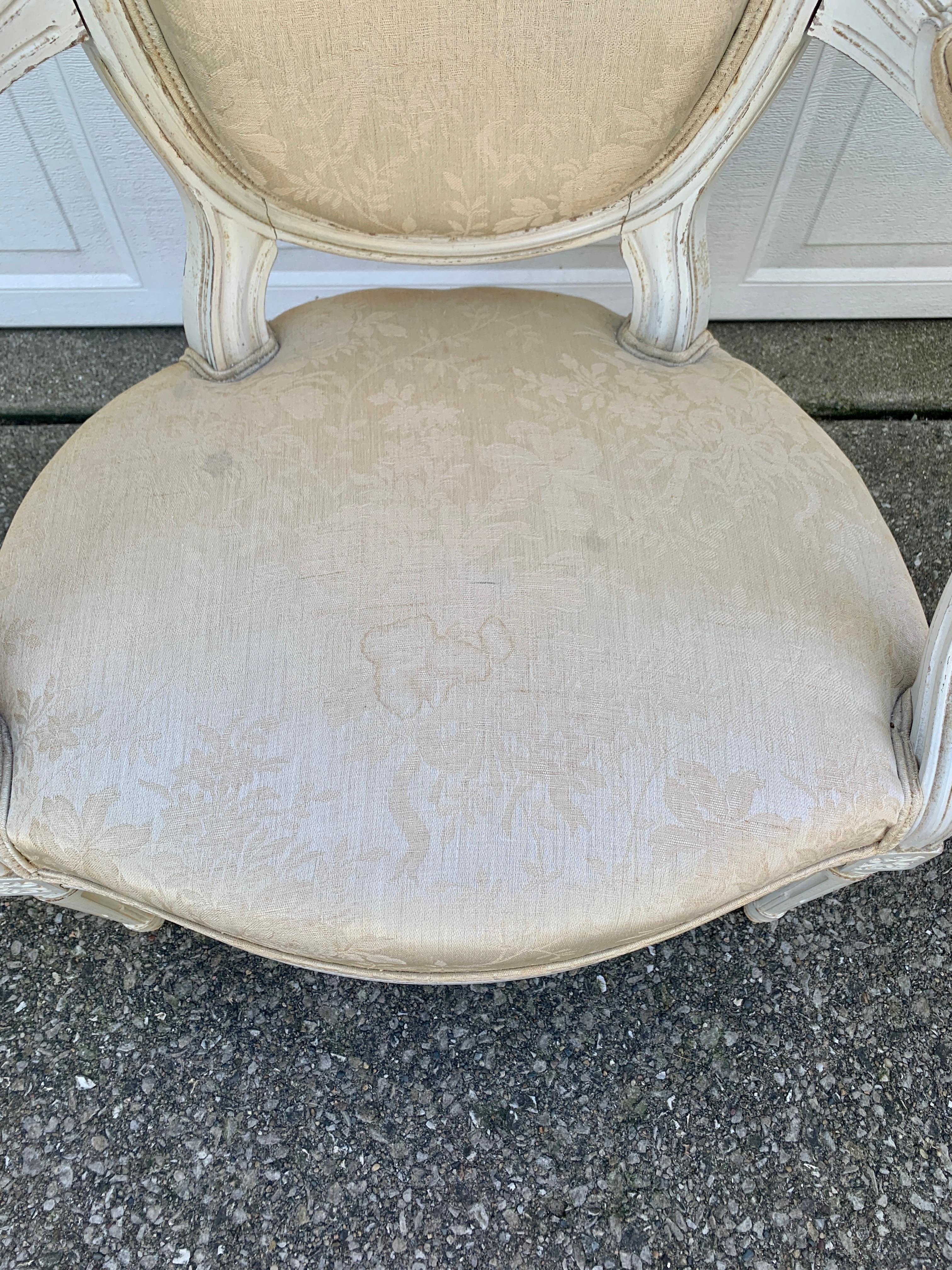 Upholstery Antique French Provincial Louis XVI Armchair For Sale