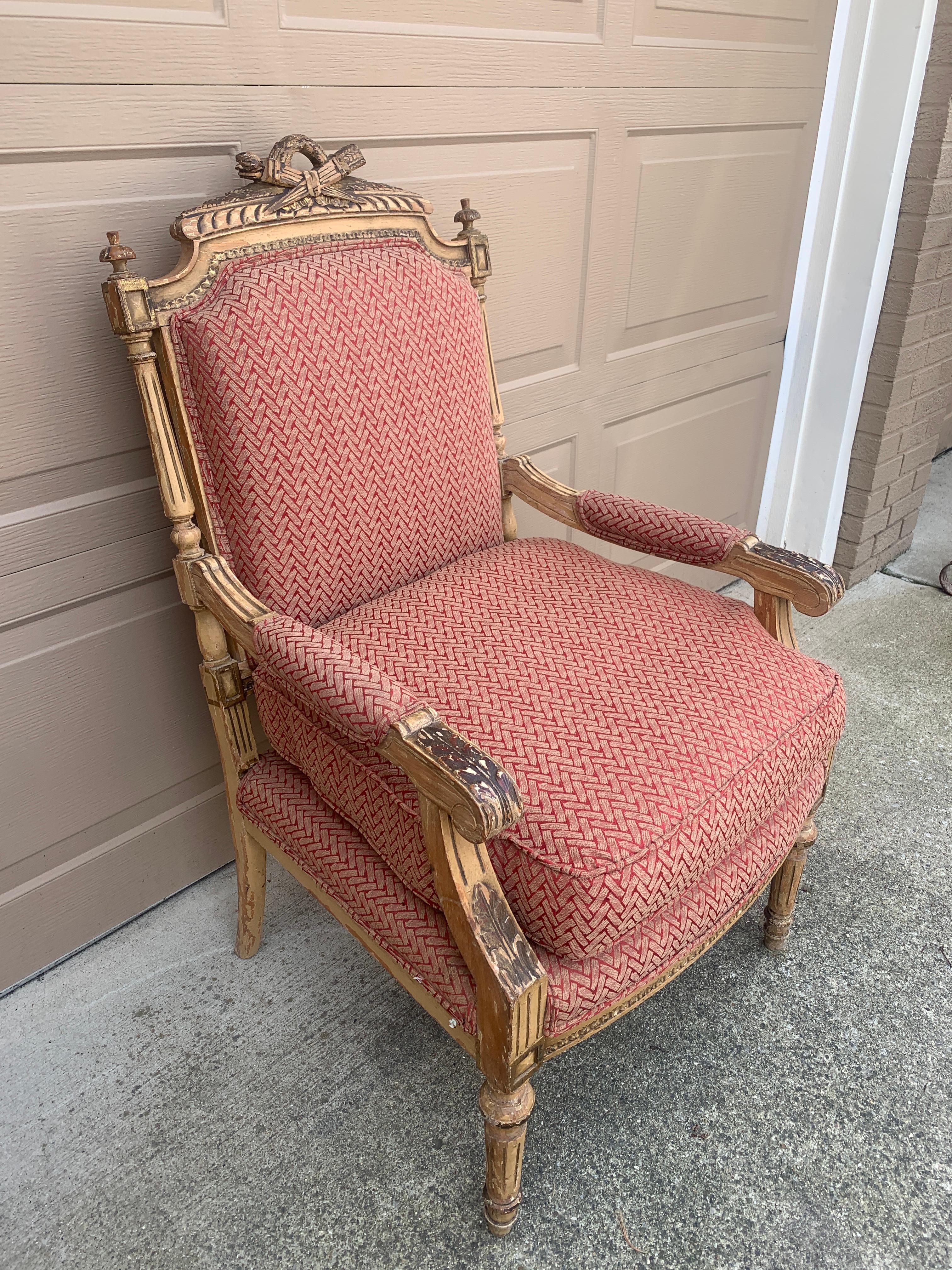 Antique French Provincial Louis XVI Poltrona In condizioni buone in vendita a Elkhart, IN
