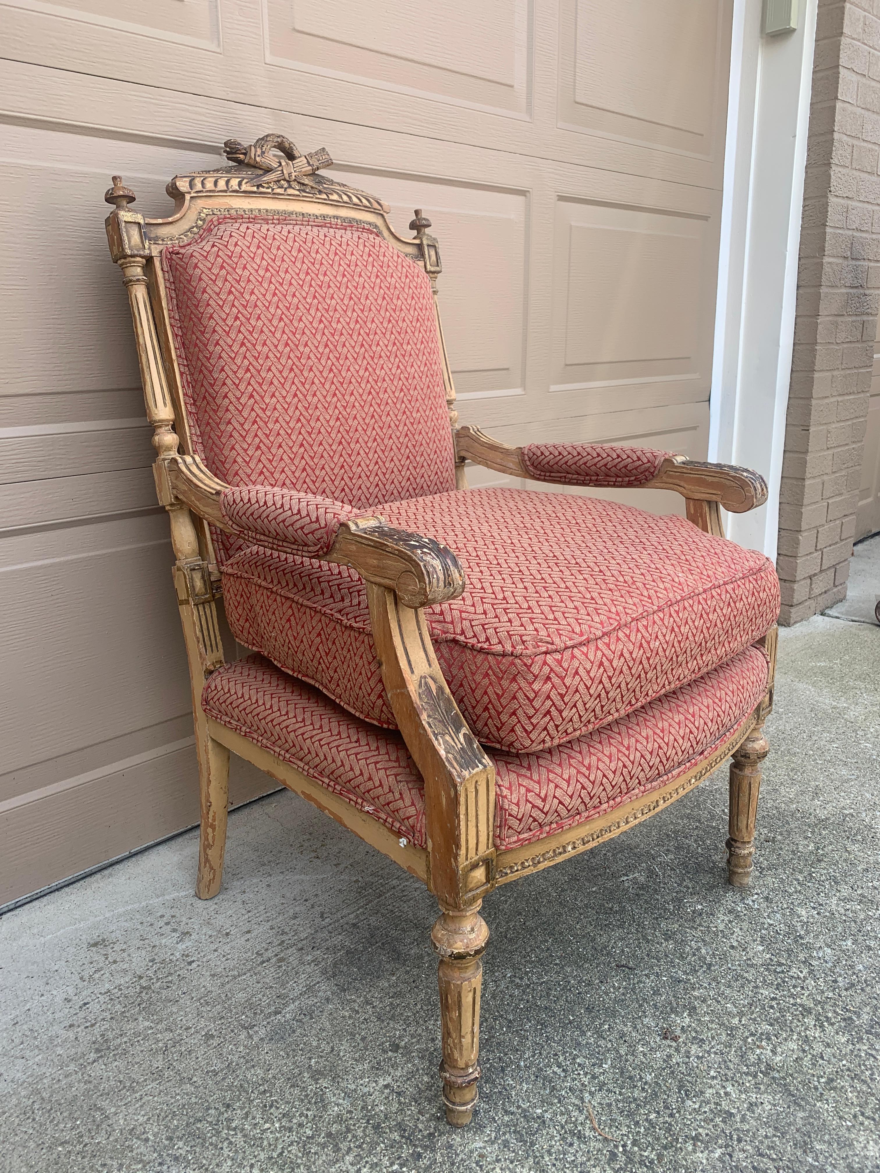 XX secolo Antique French Provincial Louis XVI Poltrona in vendita