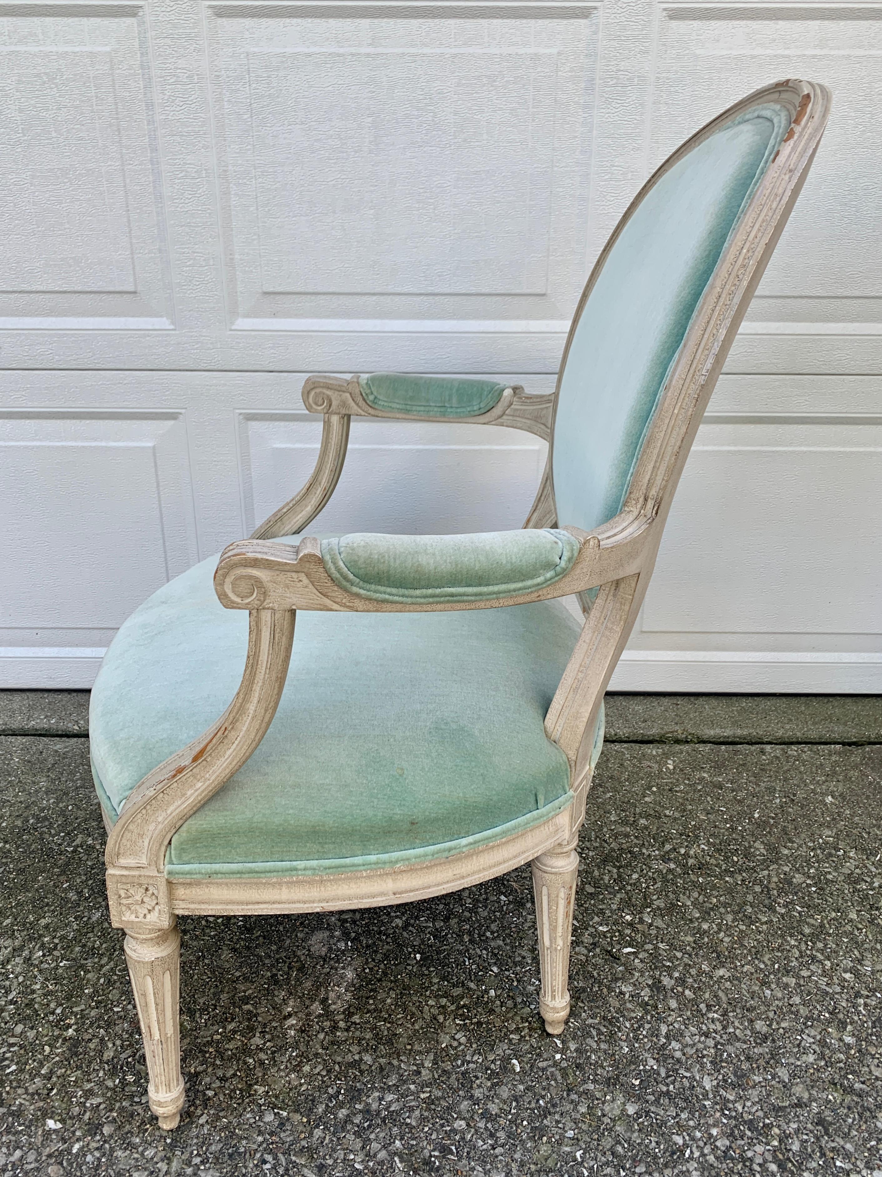 Antique French Provincial Louis XVI Armchair For Sale 4