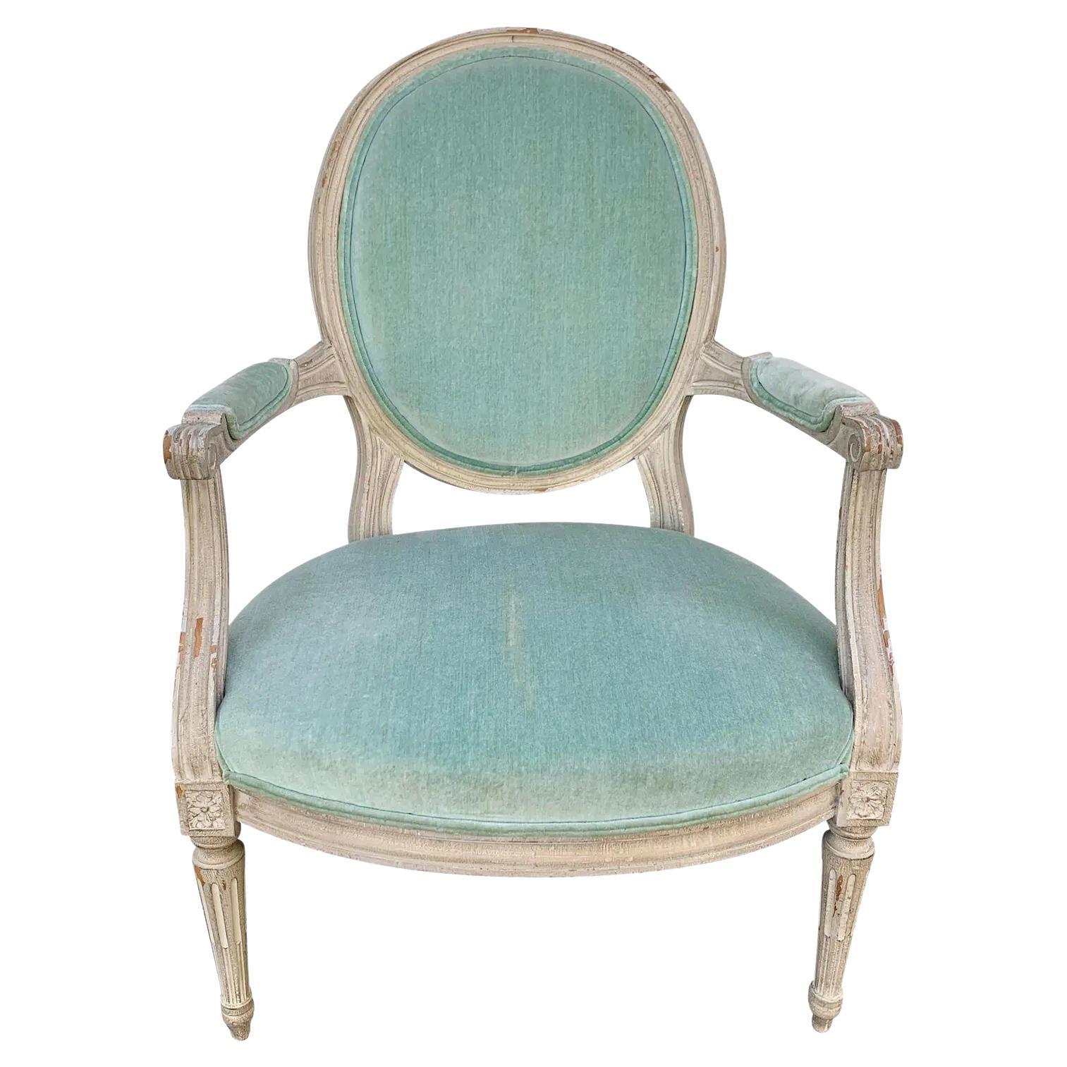 Antique French Provincial Louis XVI Armchair For Sale