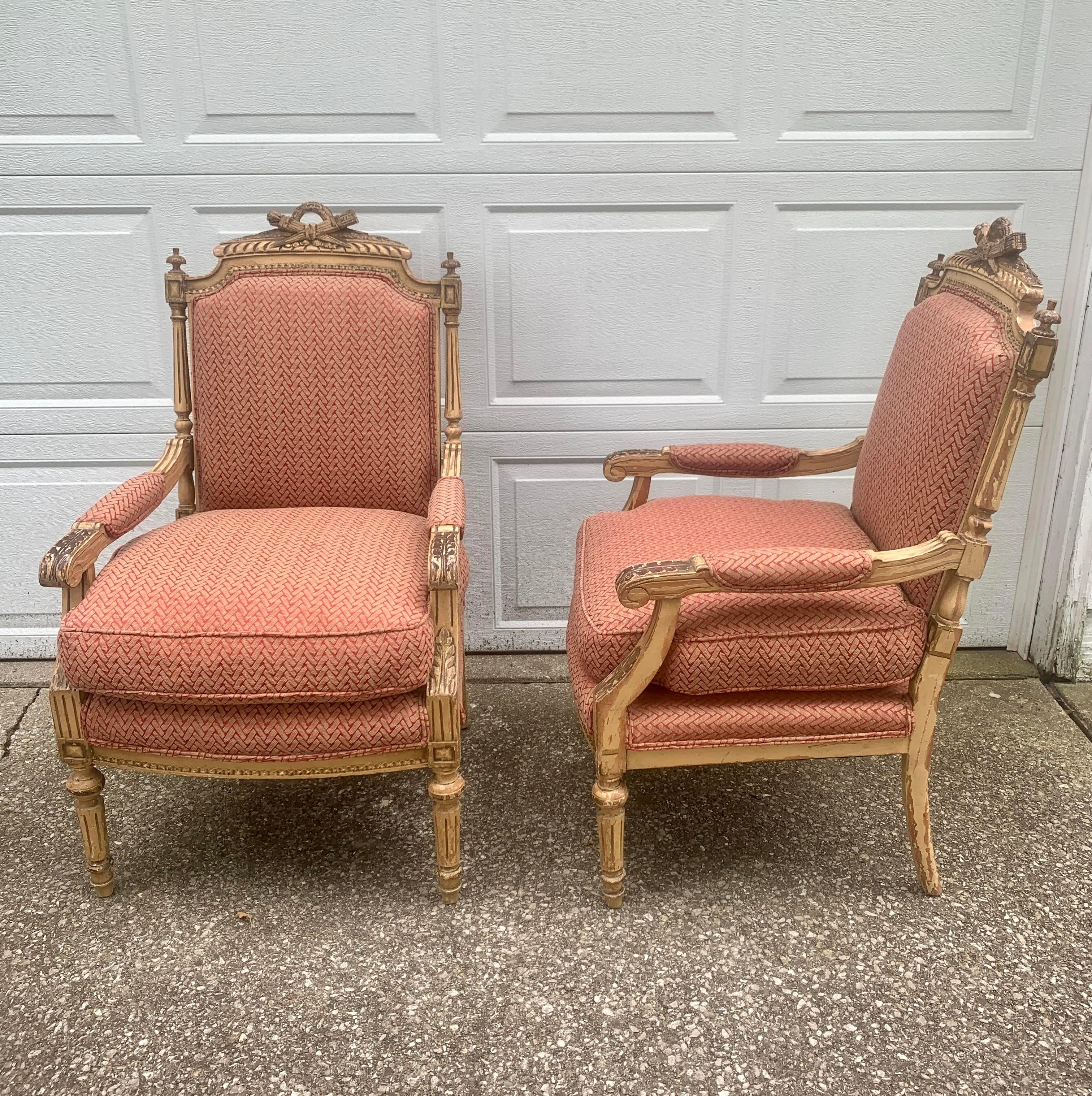 Antique French Provincial Louis XVI Armchairs, Pair For Sale 3