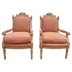 Antique French Provincial Louis XVI Armchairs, Pair
