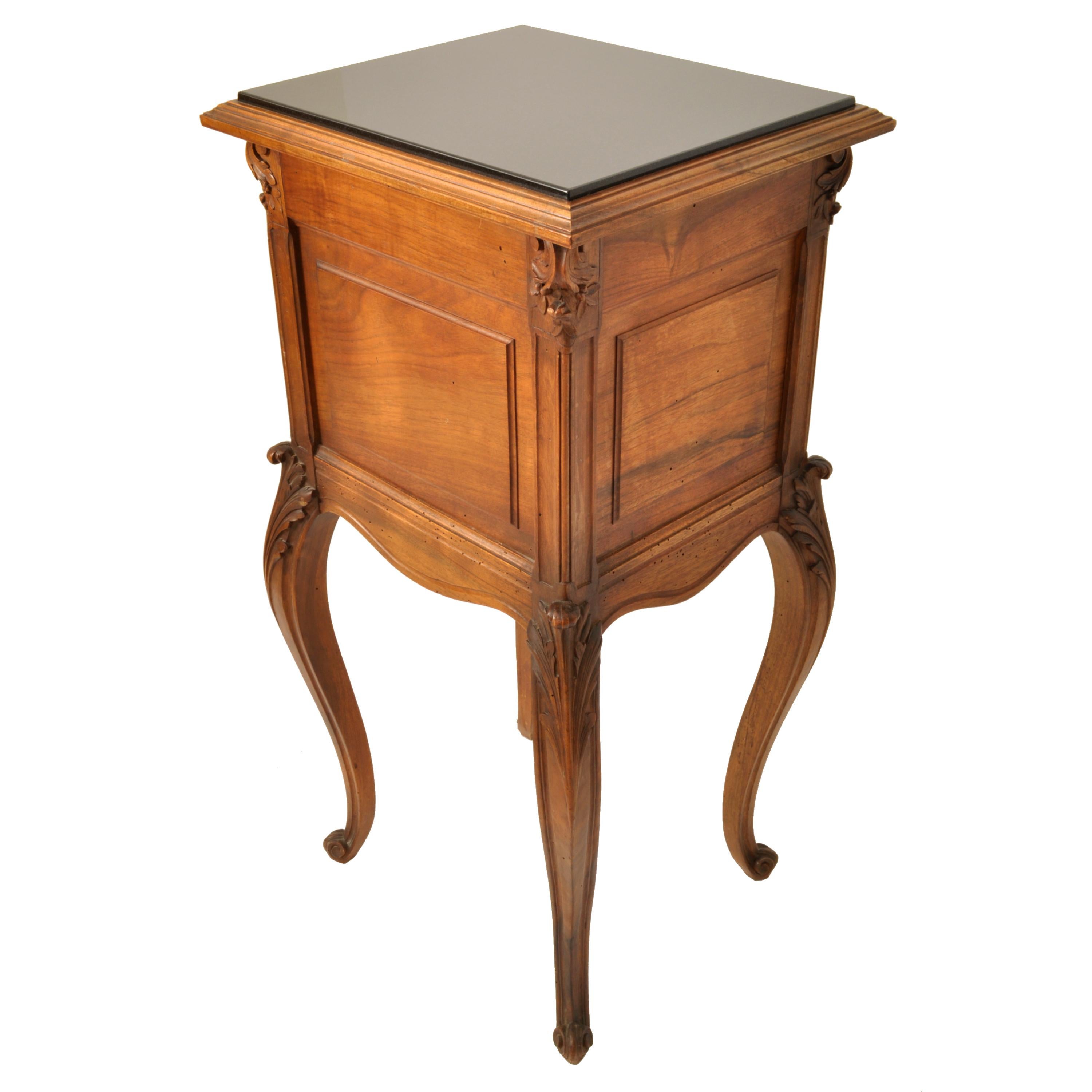 Antique French Provincial Louis XVI Carved Walnut & Marble Nightstand Table 1880 For Sale 6