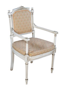 Antique French Provincial Louis XVI Neoclassical Carved Armchair